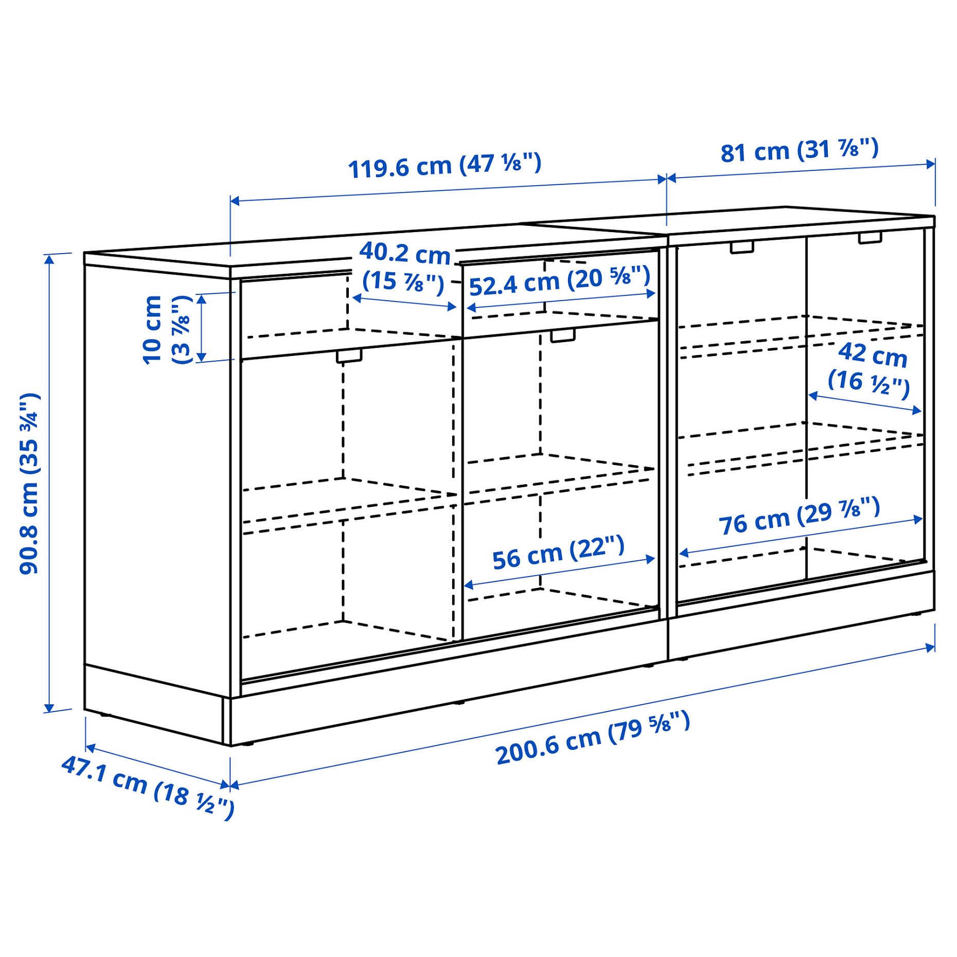 TONSTAD, storage combination, 201x47x91 cm, 295.717.68