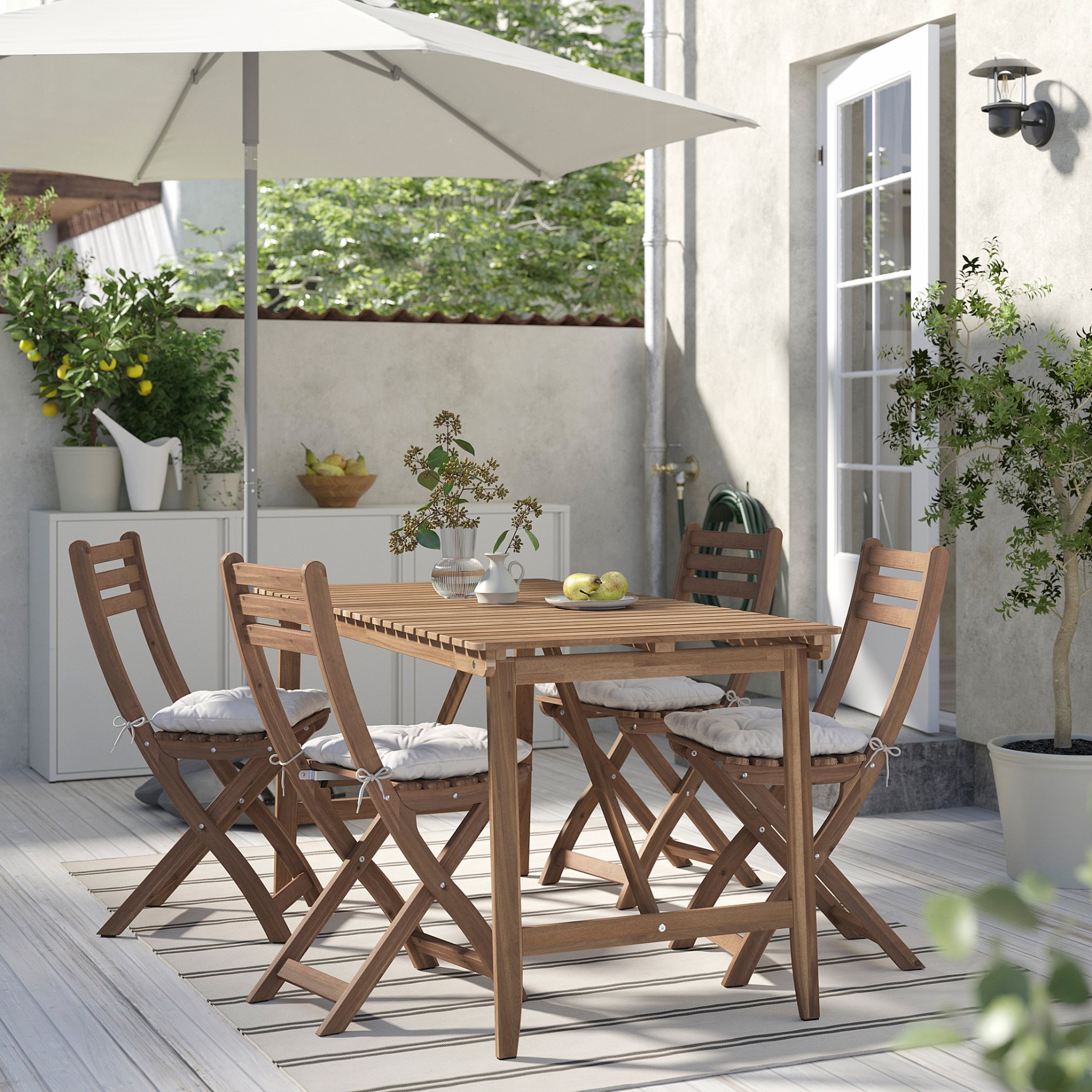 ASKHOLMEN, table and 4 chrairs/foldable/outdoor, 143x75 cm, 295.753.18