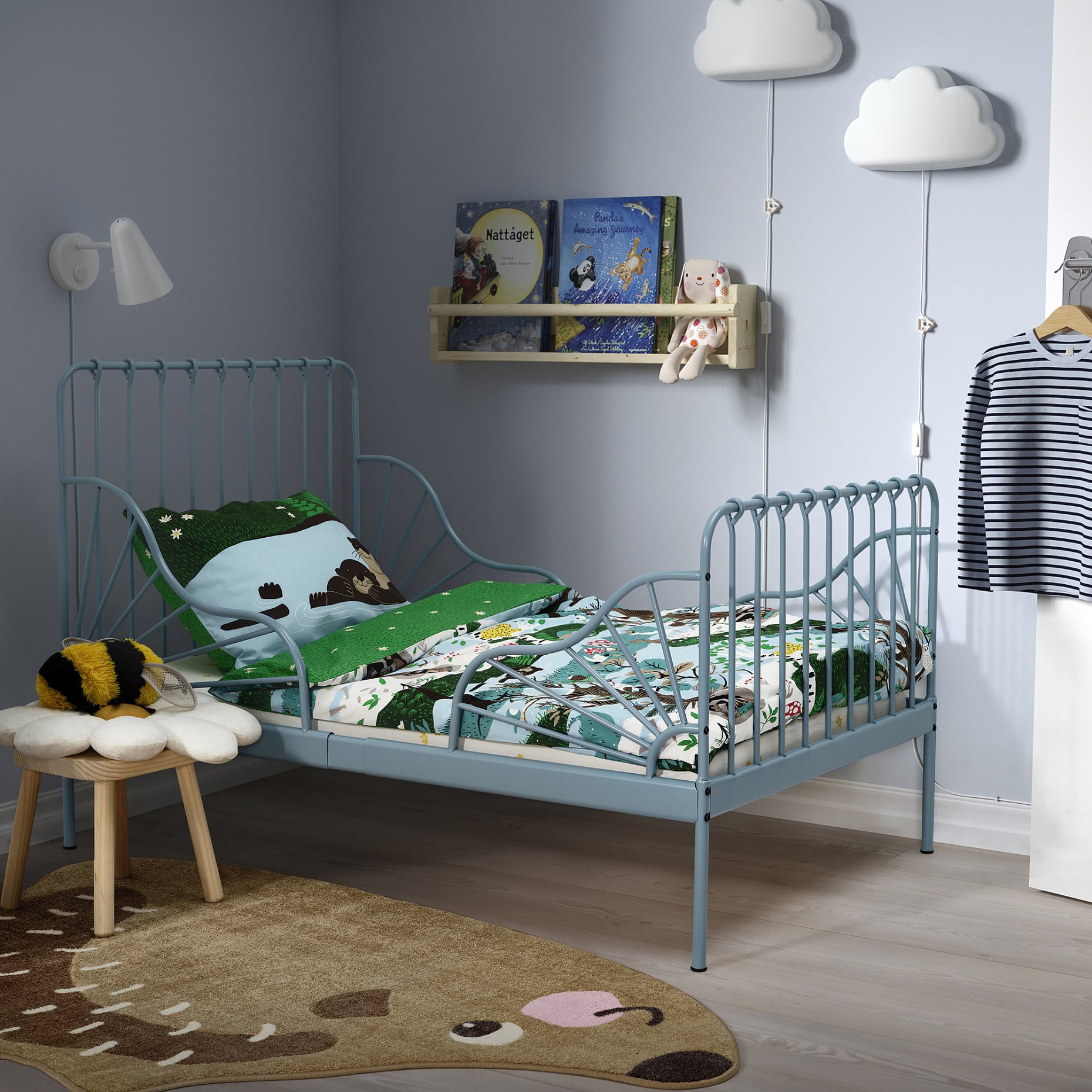 MINNEN, extendable bed frame with slatted bed base, 80x200 cm, 295.801.26