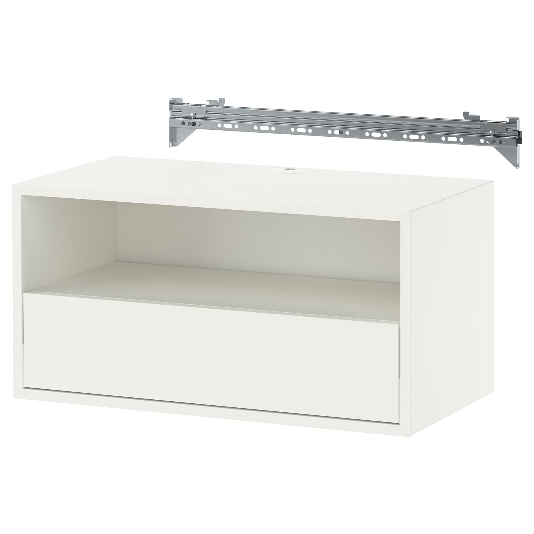 EKET, wall mounted media shelf with rail, 70x35x35 cm, 295.808.81