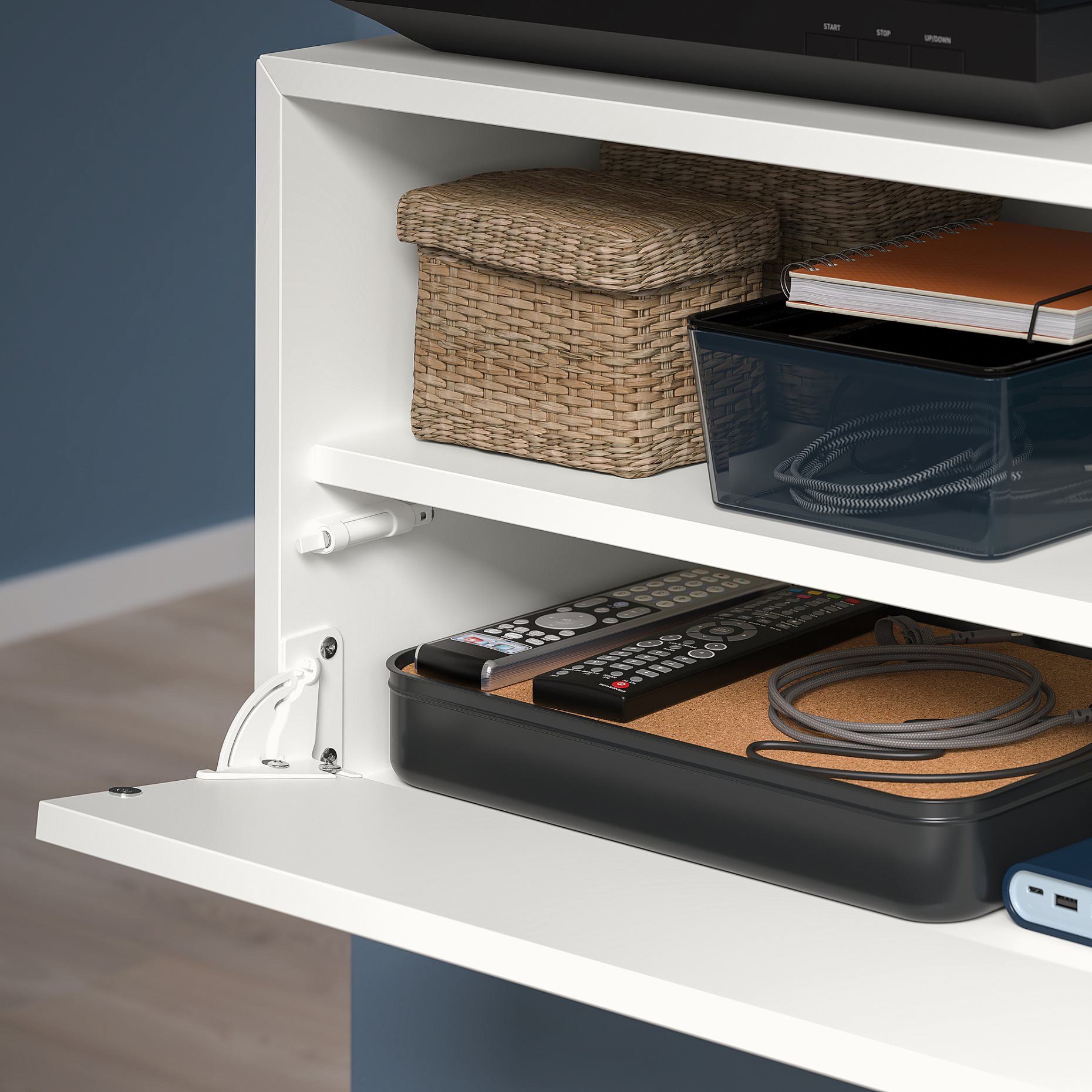 EKET, wall mounted media shelf with rail, 70x35x35 cm, 295.808.81