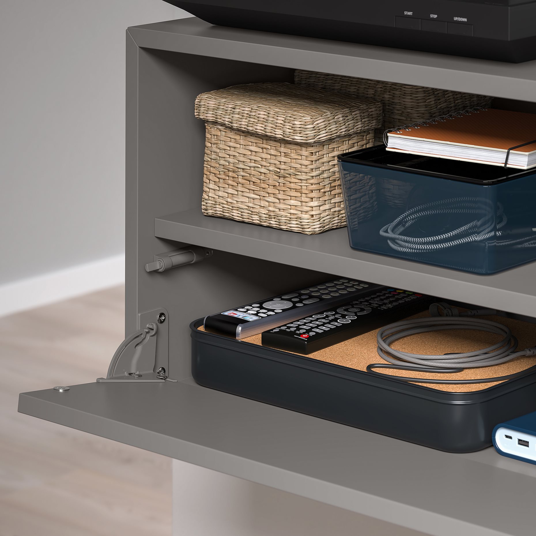 EKET, wall mounted media shelf with rail, 70x35x35 cm, 295.809.75