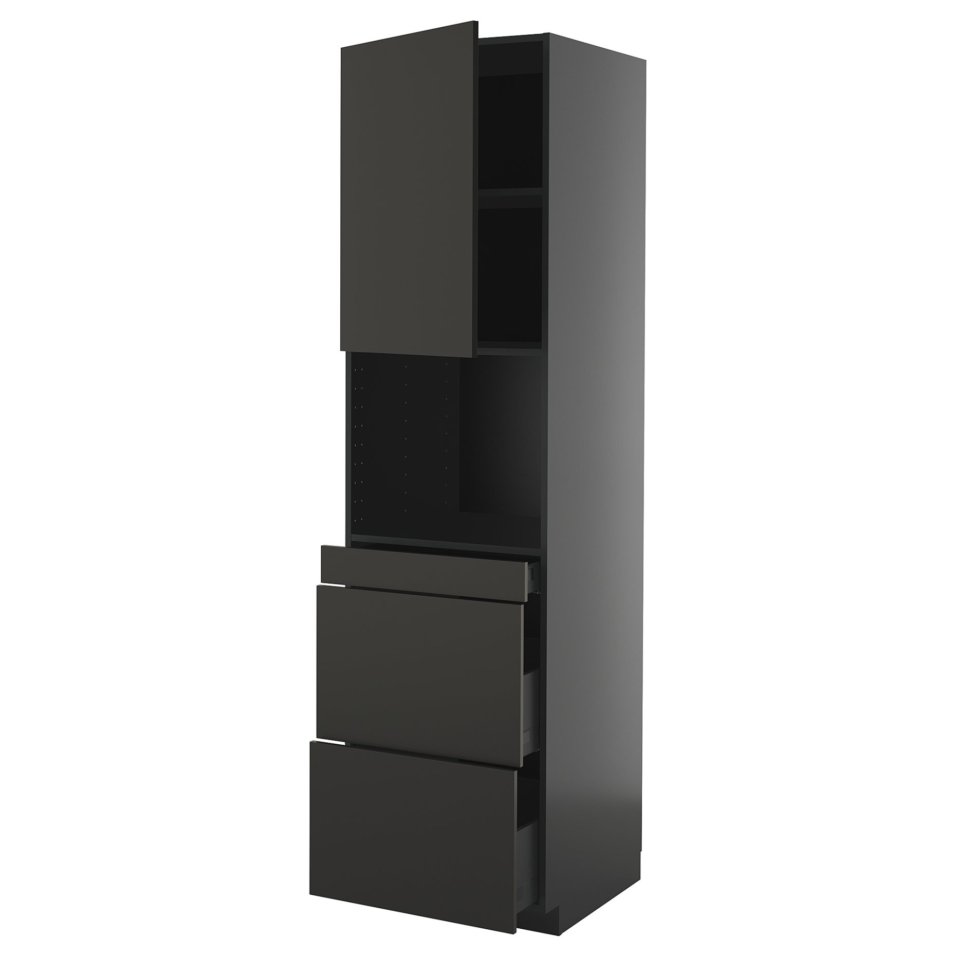 METOD/KNIVSHULT, high cabinet for microwave combi with door/3 drawers, 60x60x220 cm, 295.877.88