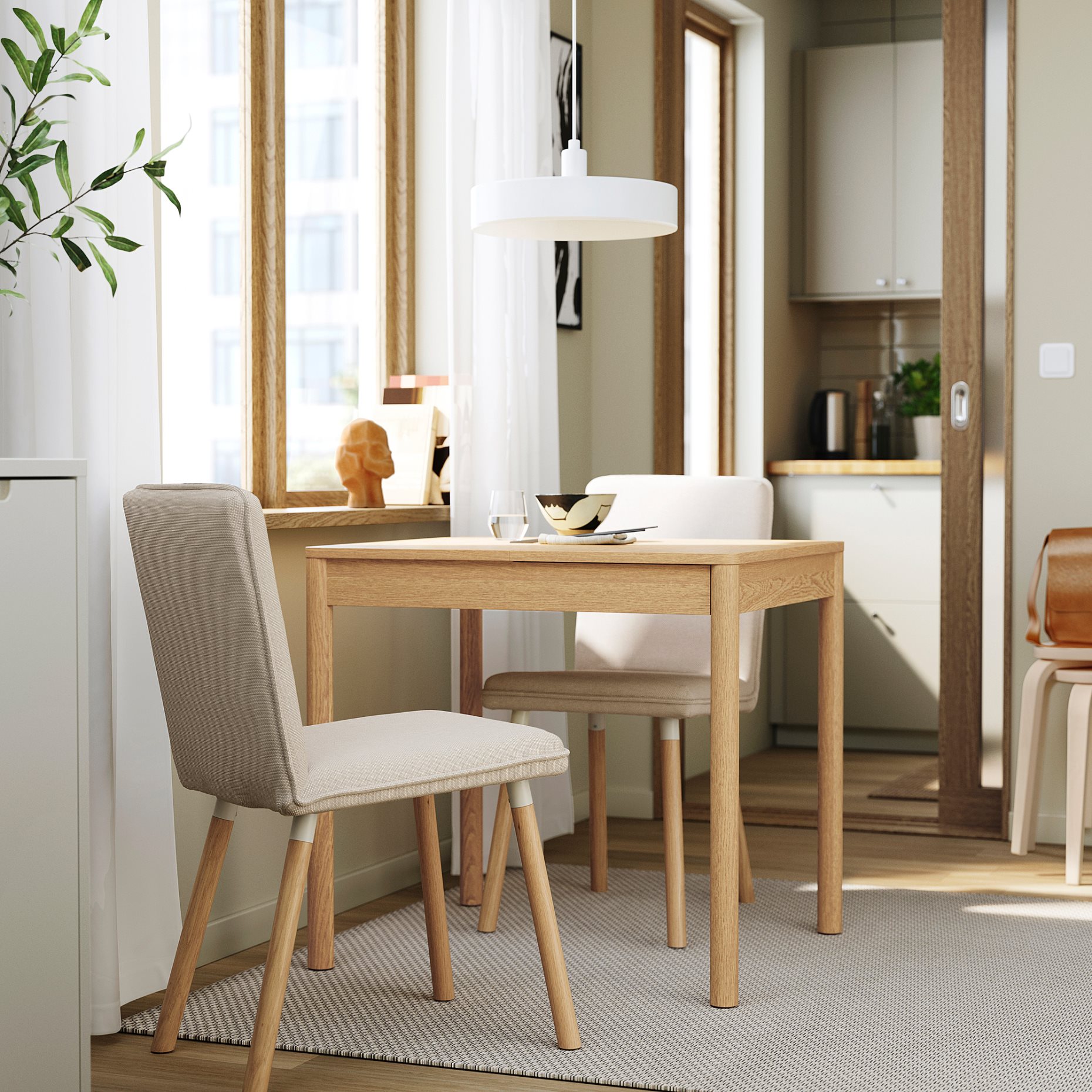 TONSTAD/TONSTAD, table and 2 chairs, 80/120x70 cm, 295.966.60