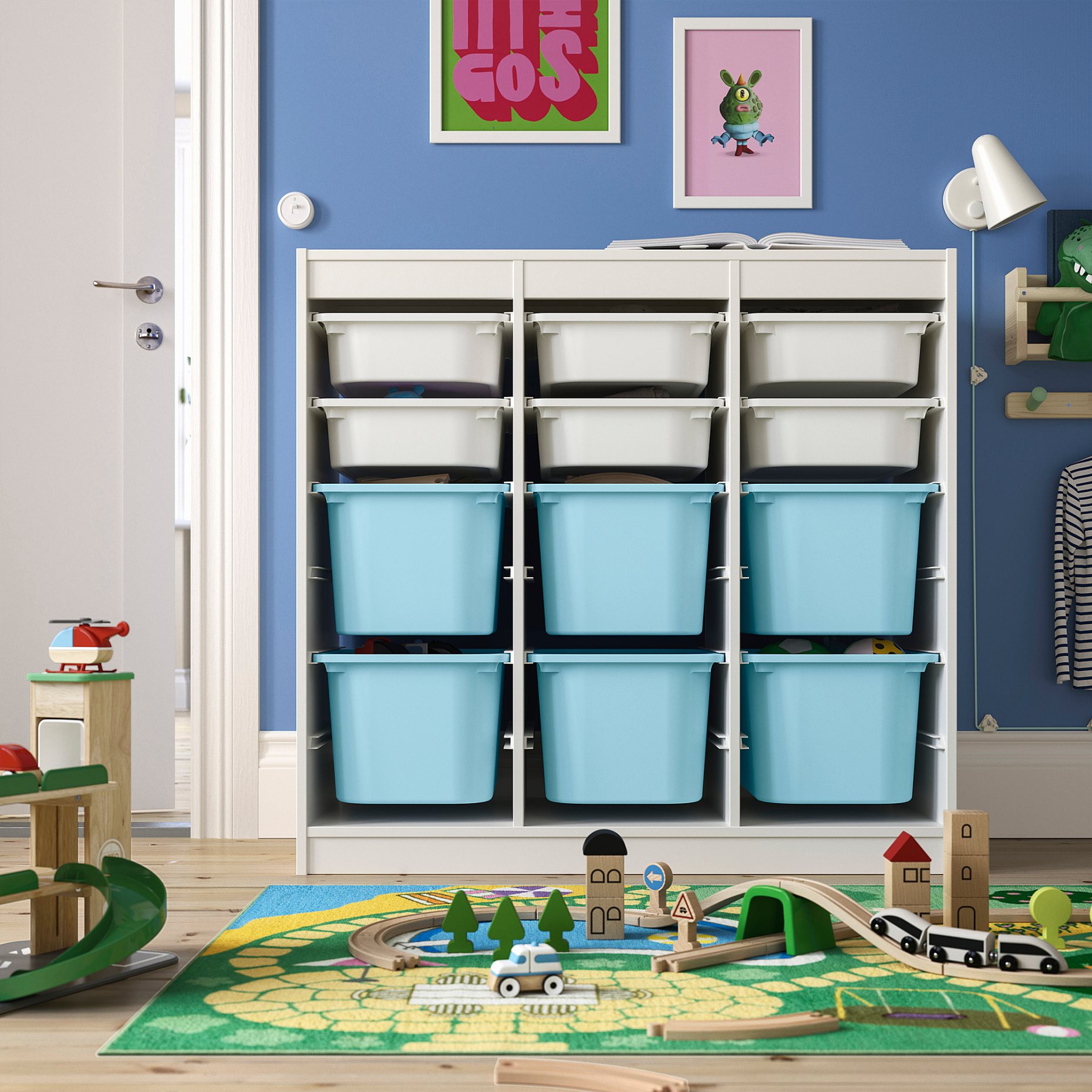 TROFAST, storage combination room divider with boxes, 99x44x94 cm, 296.131.17