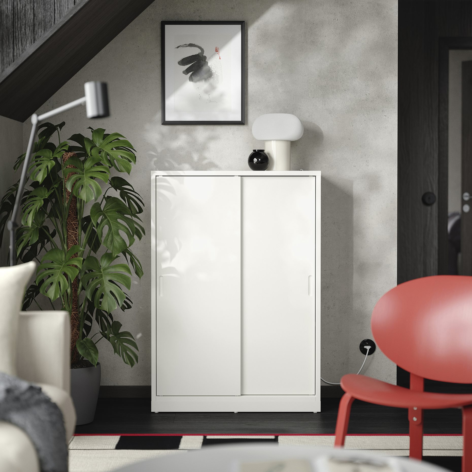TONSTAD, cabinet with sliding doors, 81x37x116 cm, 304.888.86