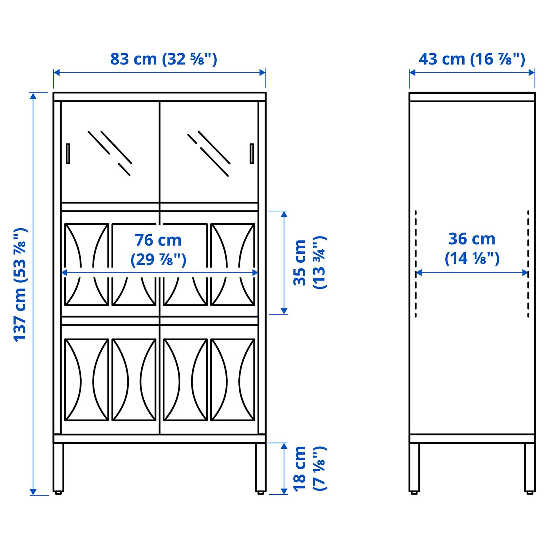 KALKNÄS, cabinet with sliding doors, 83x43x137 cm, 304.962.64