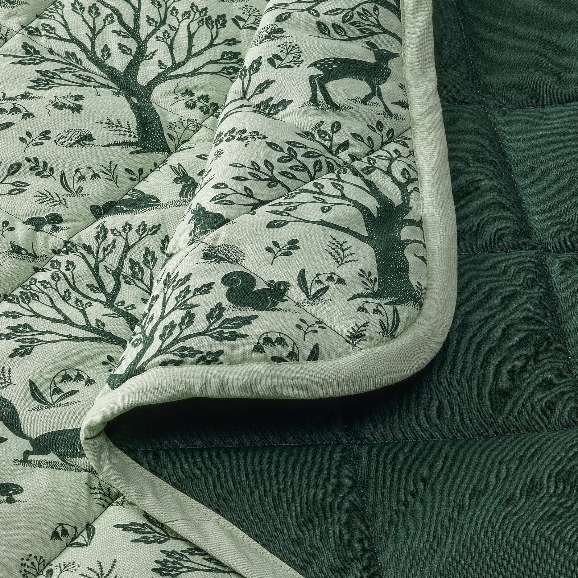 TROLLDOM, quilted blanket/forest animal pattern, 96x96 cm, 305.151.25