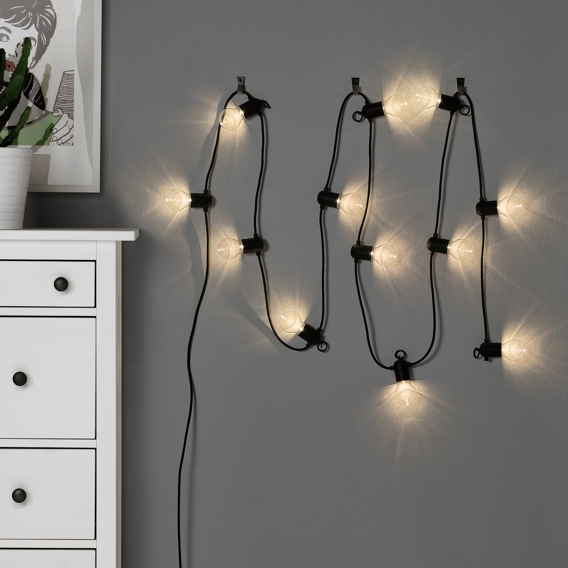 SVARTRÅ, lighting chain/12 lights with built-in LED light source/outdoor, 305.218.00