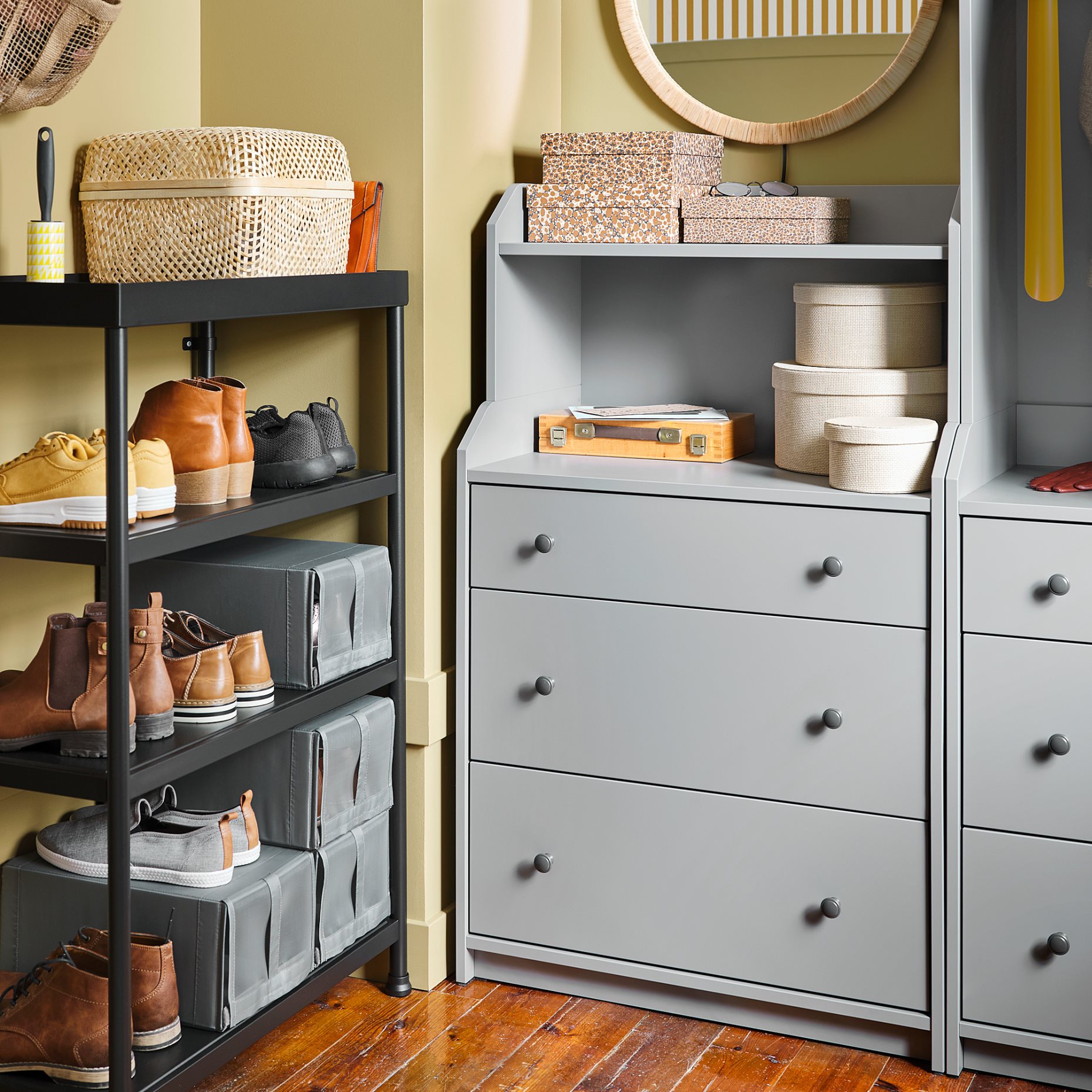 HAUGA, chest of 3 drawers with shelf, 70x46x116 cm, 305.815.25
