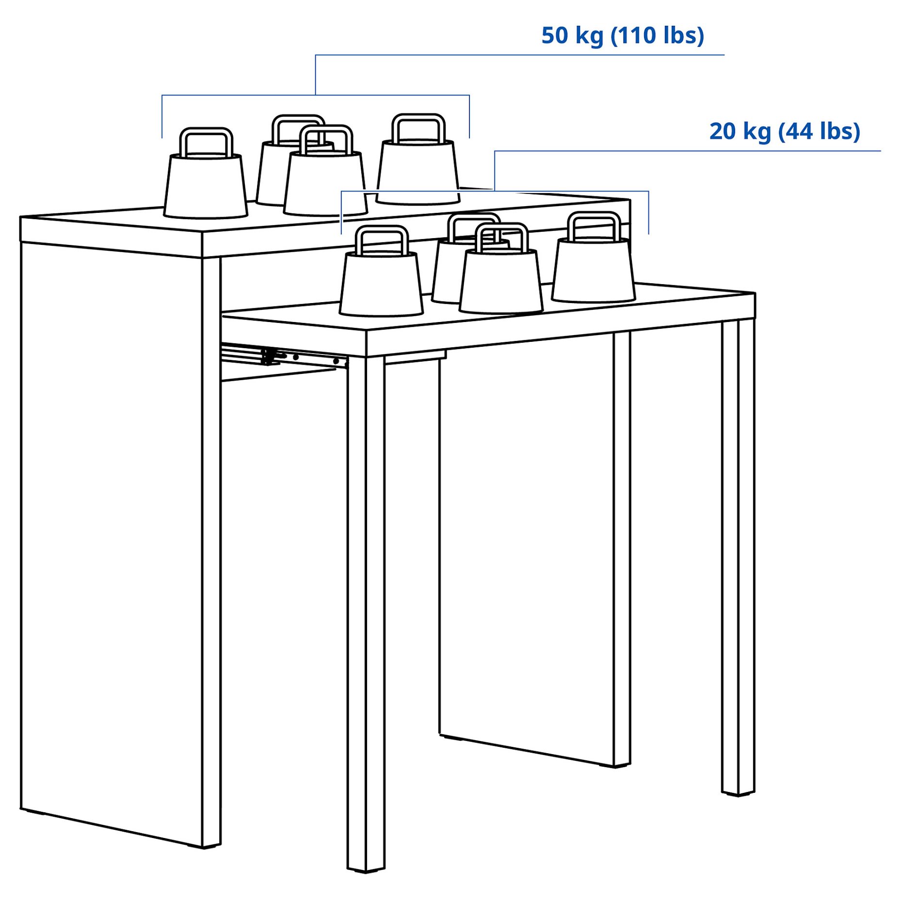 LÄNGDHOPP, pull-out desk, 90x39/71 cm, 305.870.80
