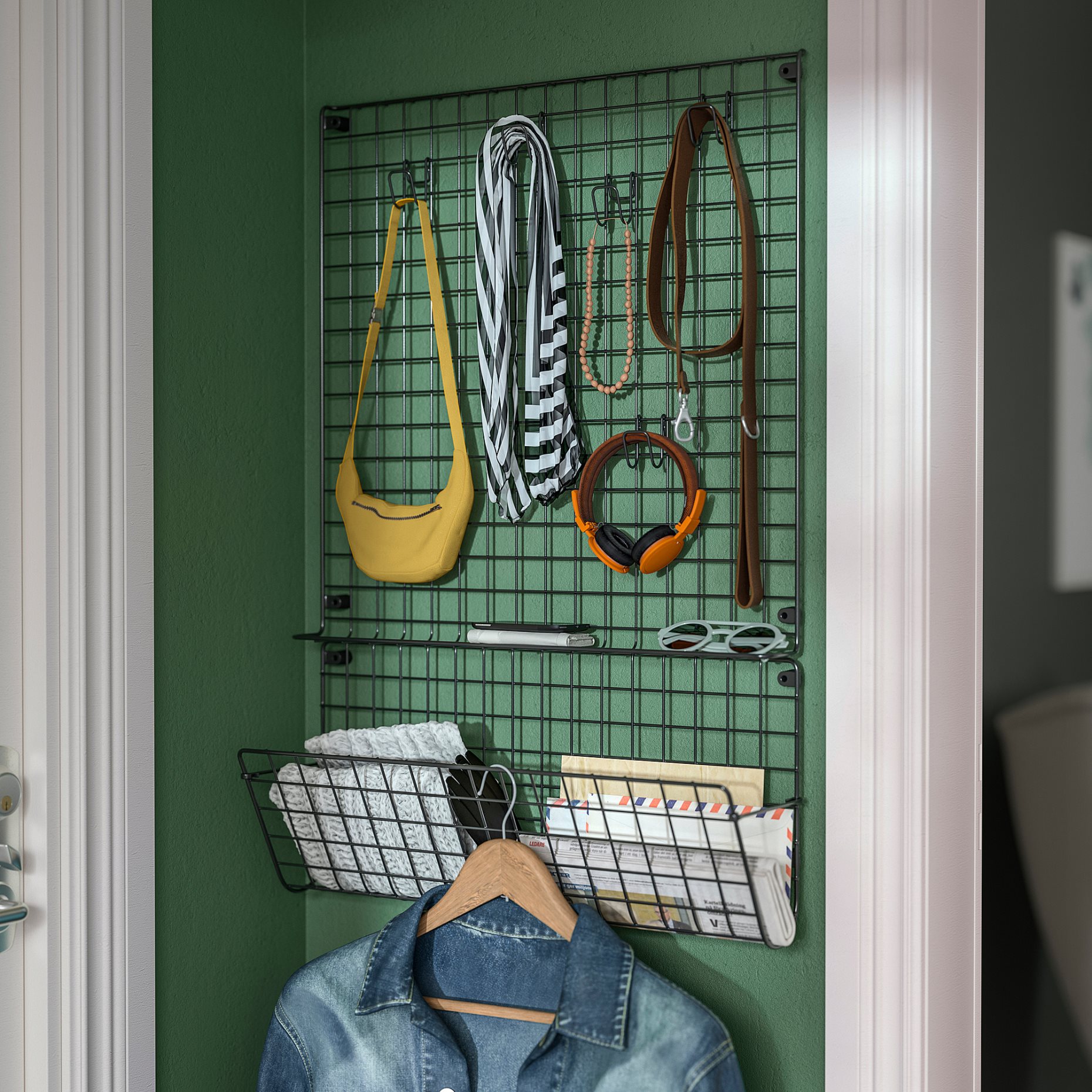 GREJIG, wall grid with rail, 58x59 cm, 306.107.64