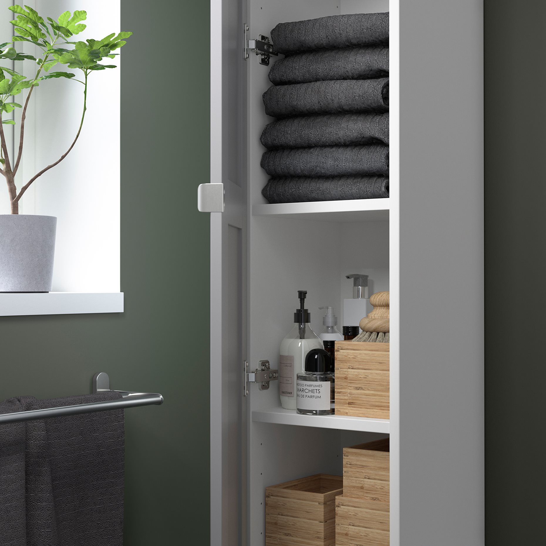 ENHET, ψηλό ντουλάπι με 4 ράφια/πόρτα, 393.224.91