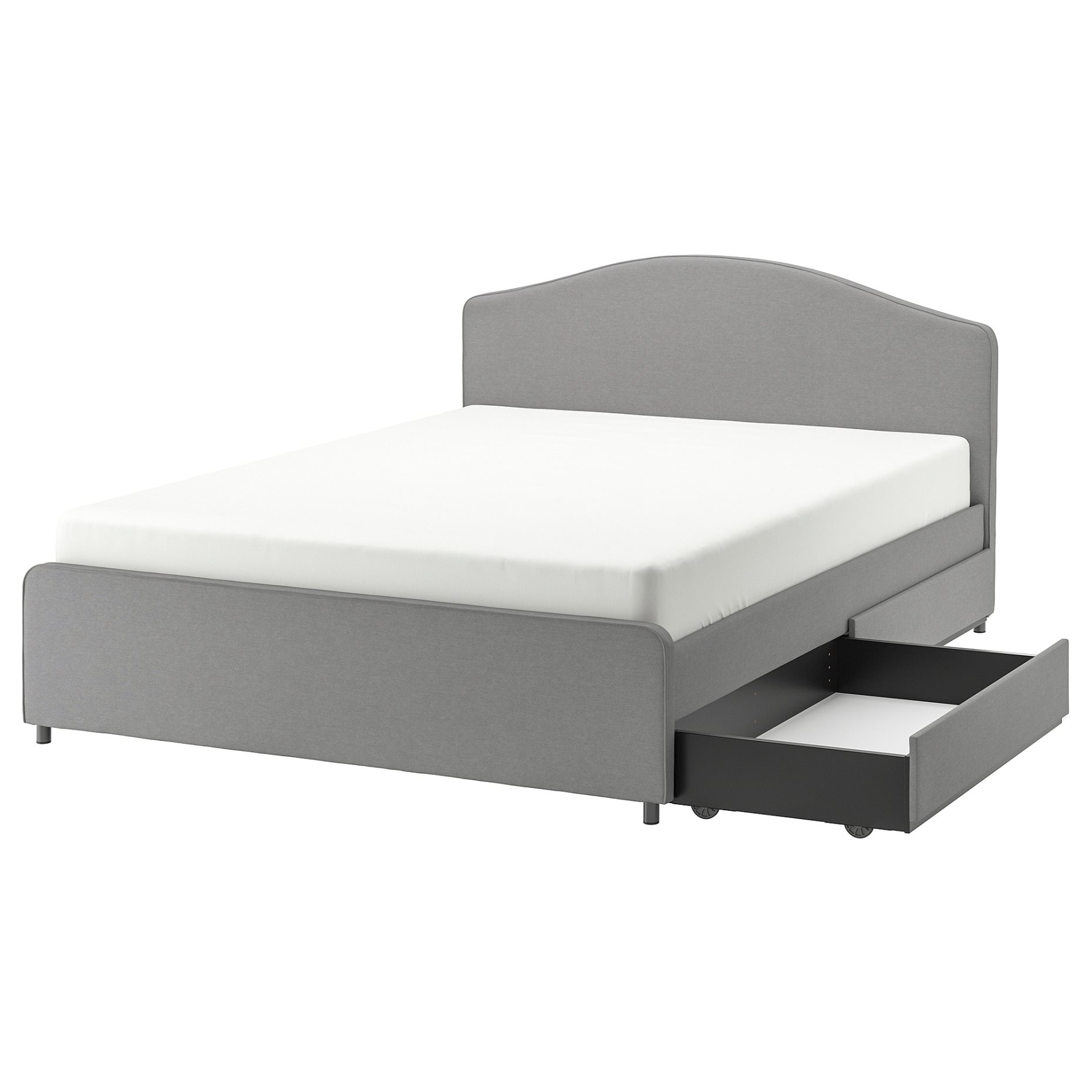HAUGA, κρεβάτι με επένδυση/2 αποθηκευτικά κουτιά, 140X200 cm, 393.366.43