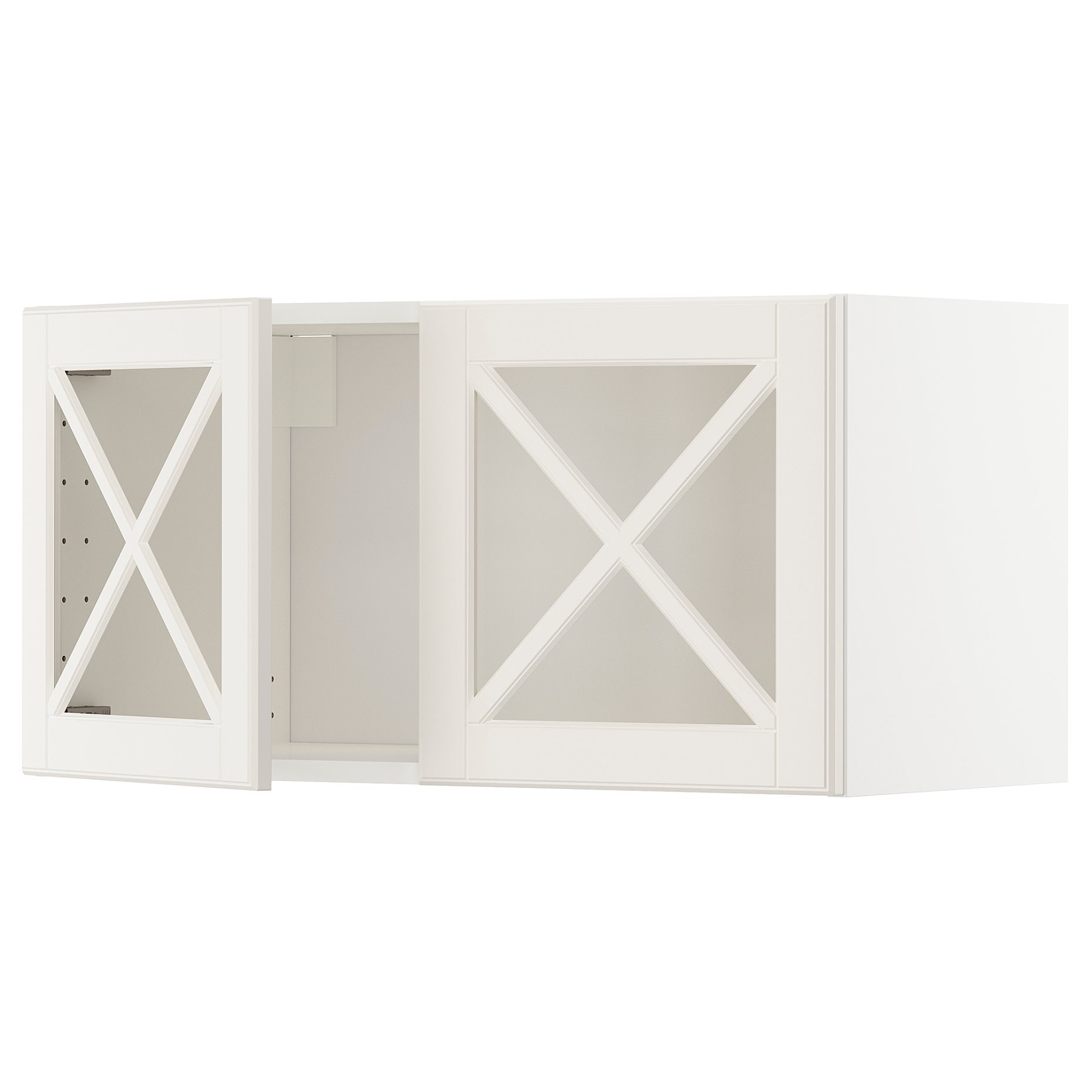METOD, wall cabinet with 2 glass doors, 80x40 cm, 393.950.34