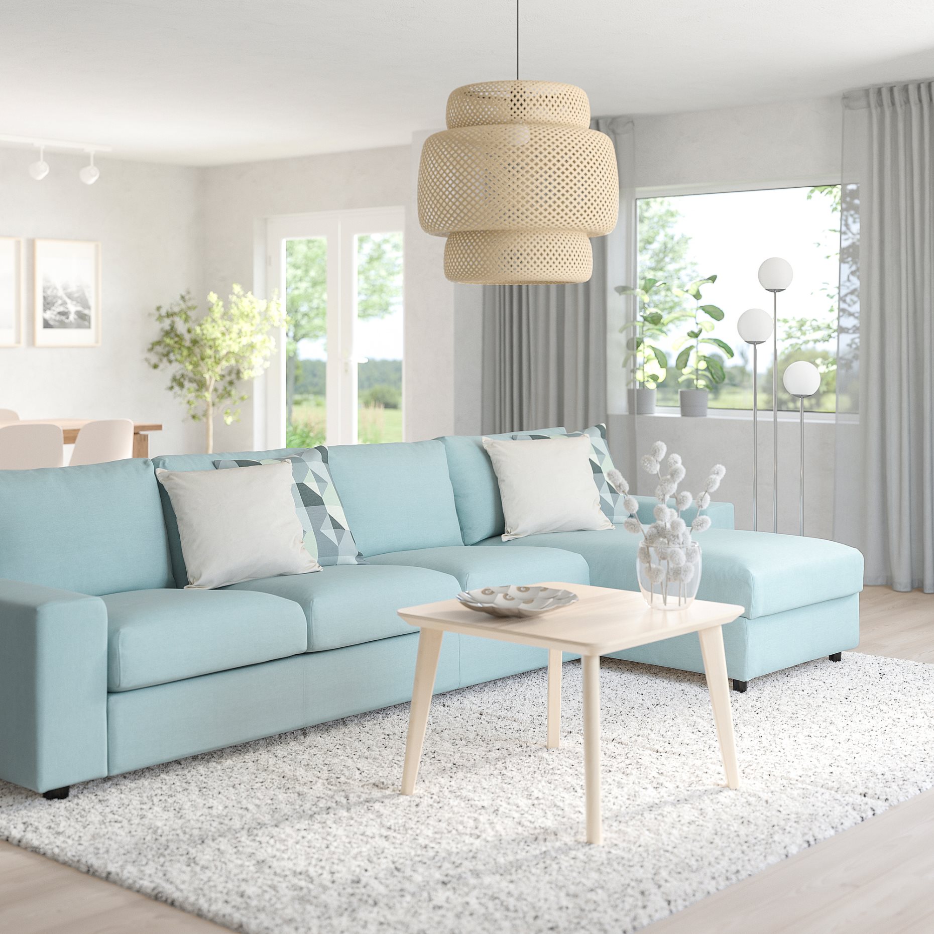 VIMLE, 4-seat sofa with chaise longue with wide armrests, 394.017.80