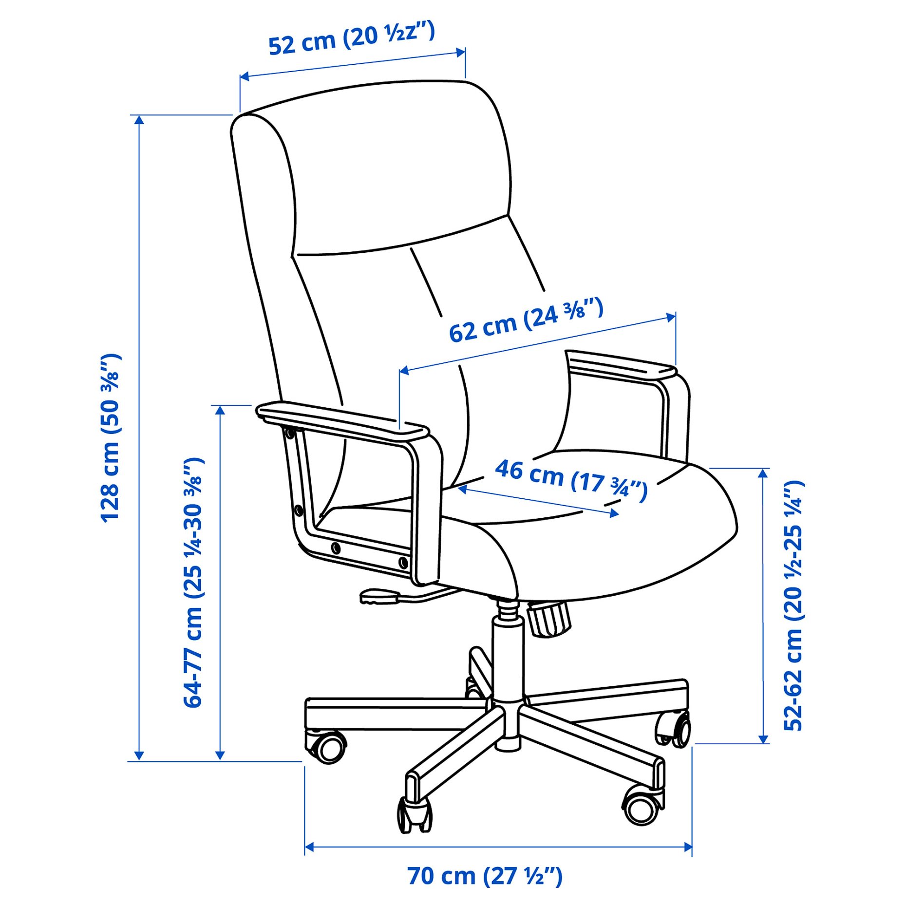 LAGKAPTEN/MILLBERGET/BILLY/OXBERG, σύνθεση γραφείου και αποθήκευσης με περιστρεφόμενη καρέκλα, 394.363.84