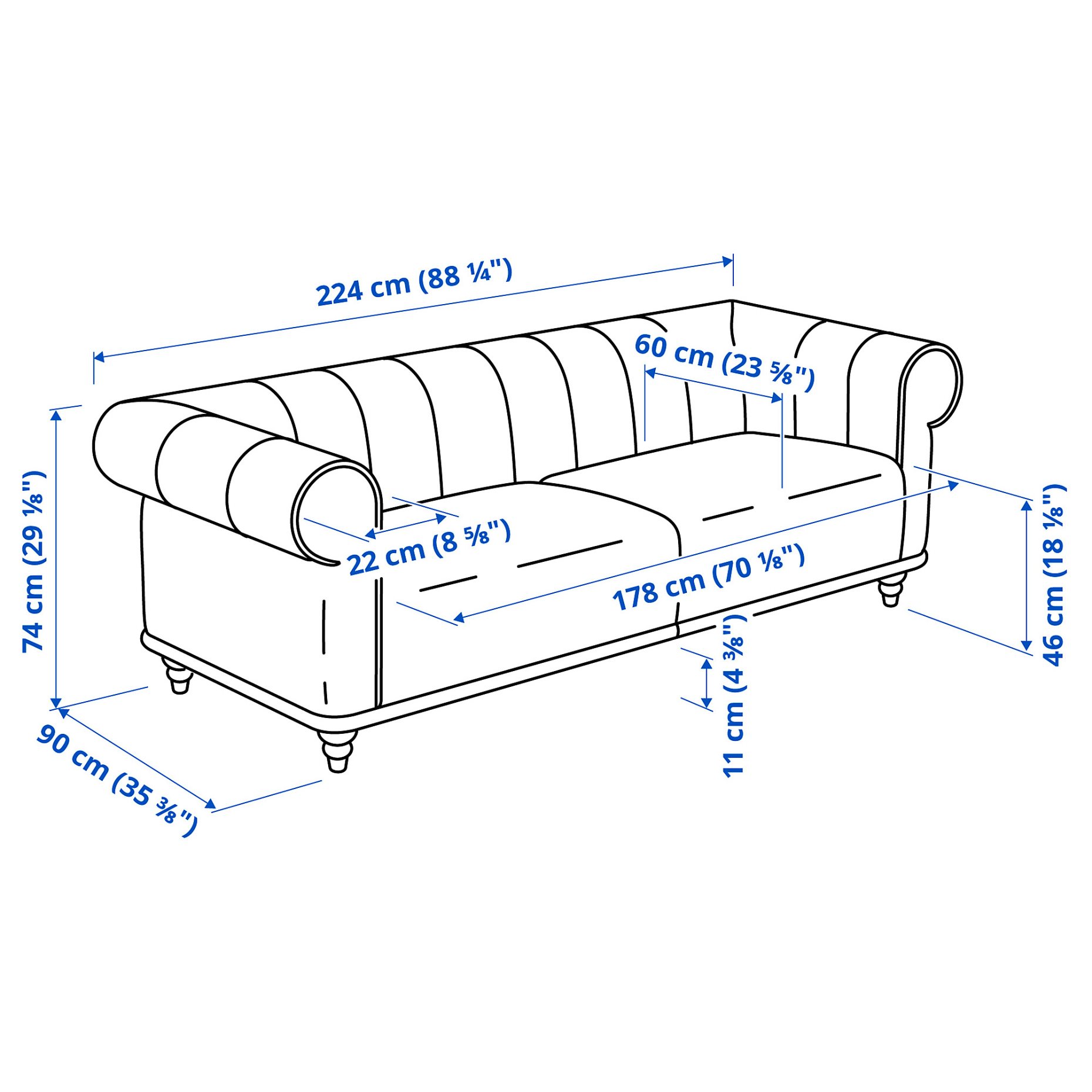VISKAFORS, 3-seat sofa, 394.433.32