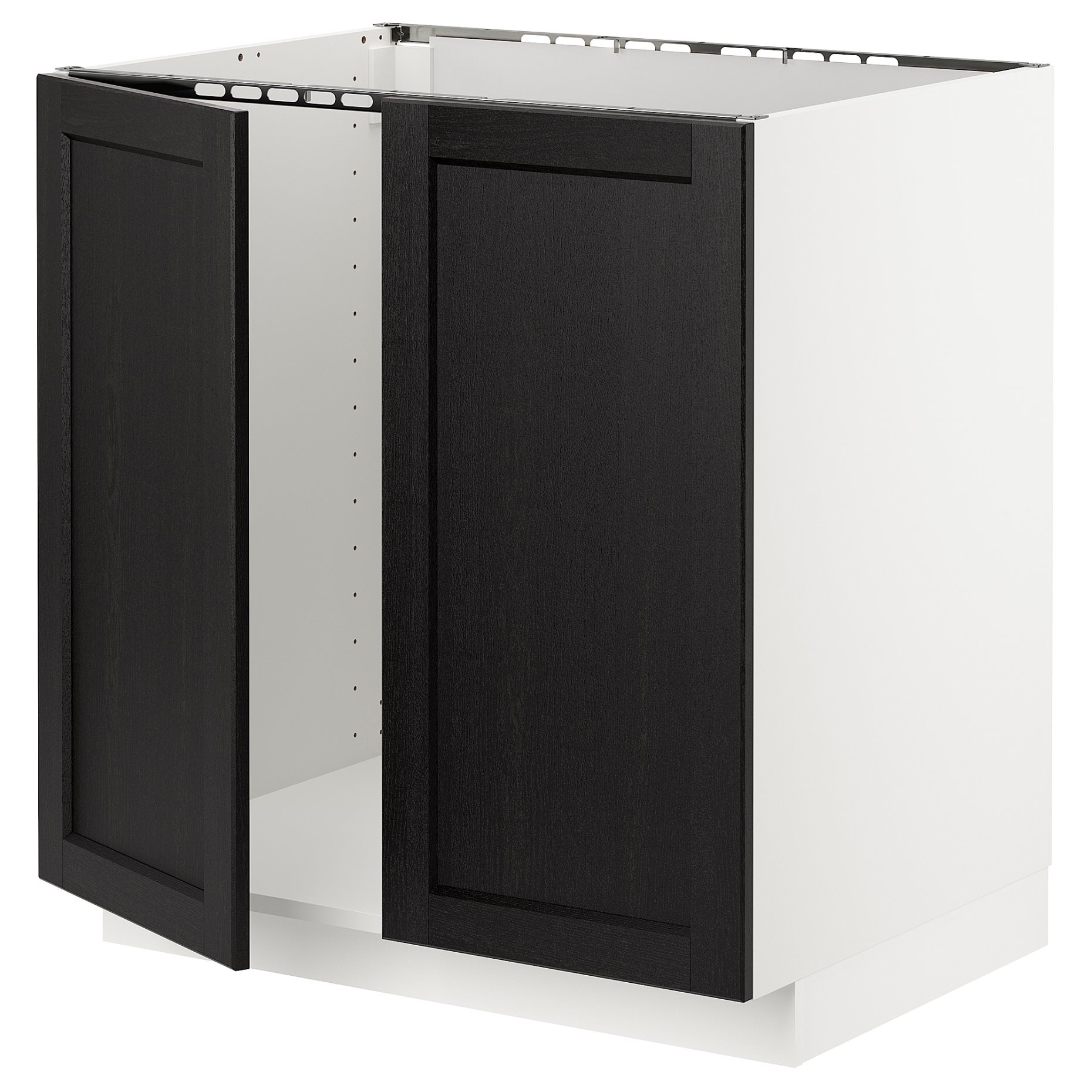 METOD, base cabinet for sink/2 doors, 80x60 cm, 394.589.98