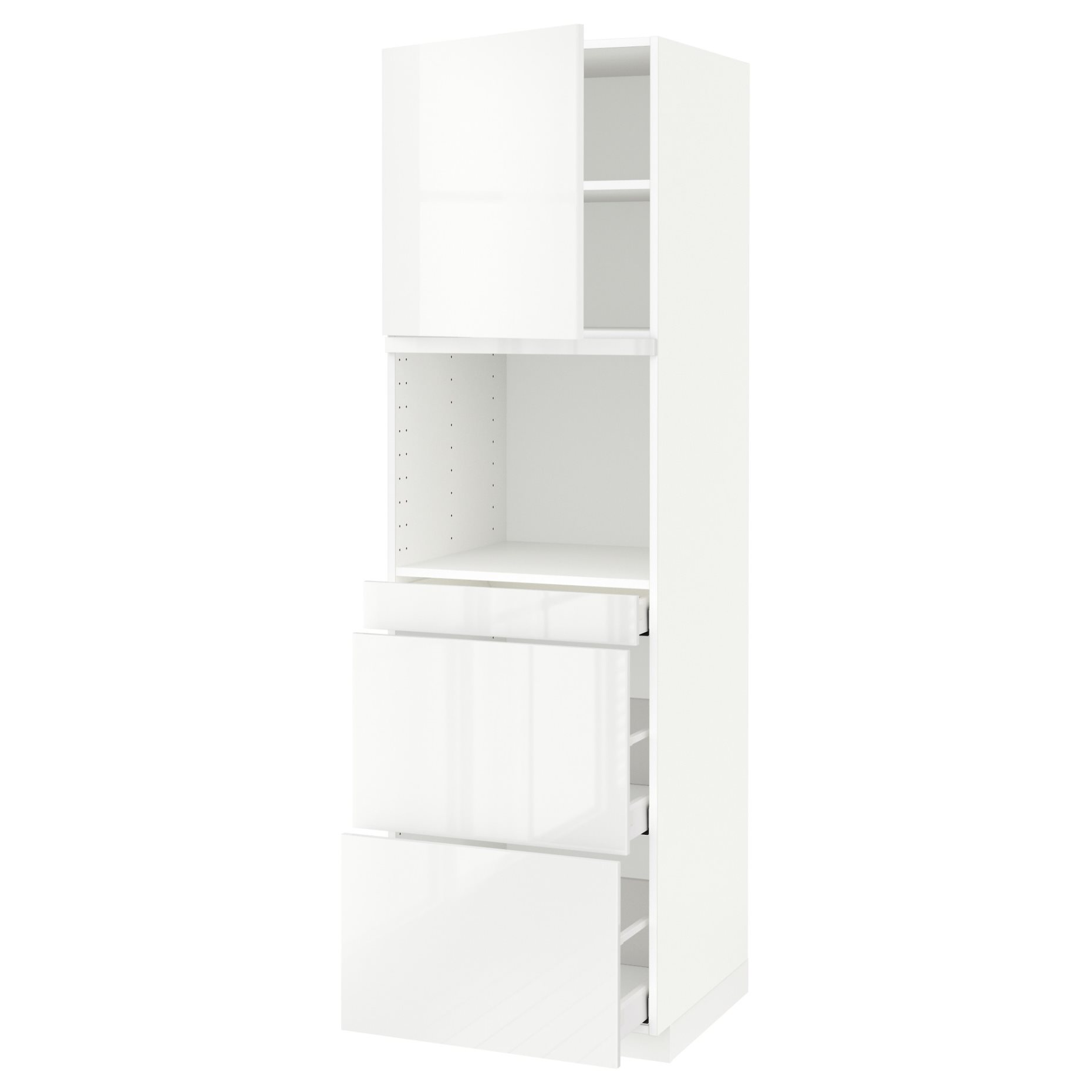 METOD, high cabinet for microwave combi with door/3 drawers, 60x60x200 cm, 394.619.10
