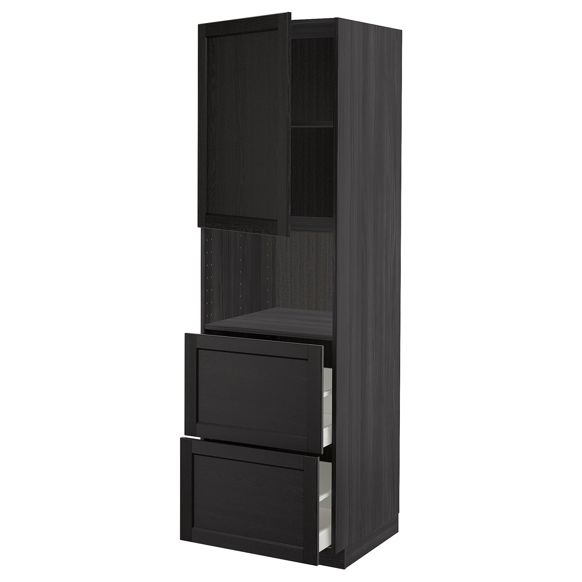 METOD/MAXIMERA, high cabinet for microwave with door/2 drawers, 60x60x200 cm, 394.671.39
