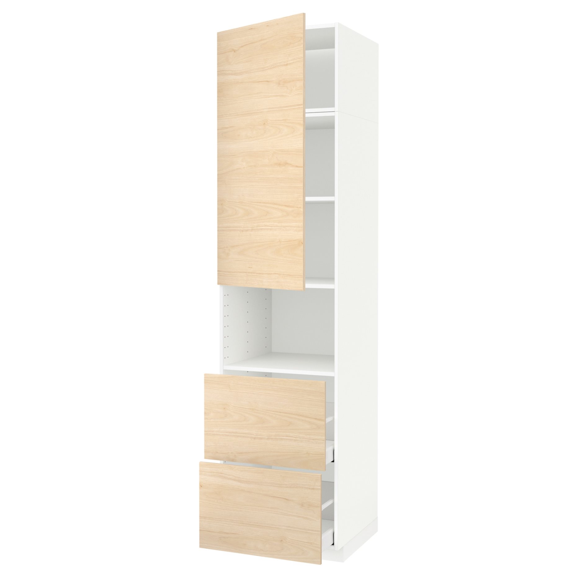 METOD, high cabinet for microwave with door/2 drawers, 60x60x240 cm, 394.680.68