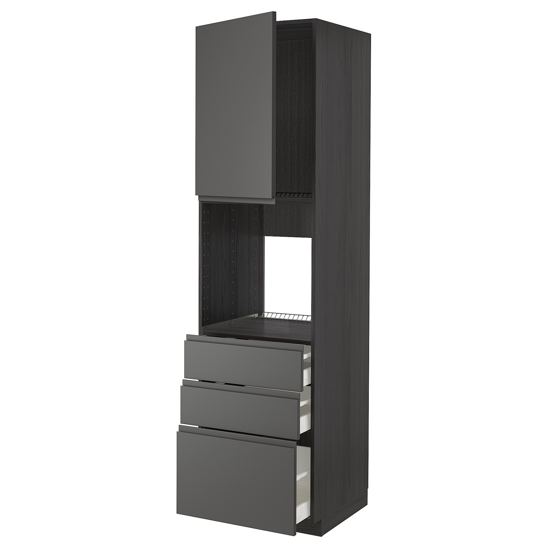 METOD/MAXIMERA, high cabinet for oven with door/3 drawers, 60x60x220 cm, 394.682.85
