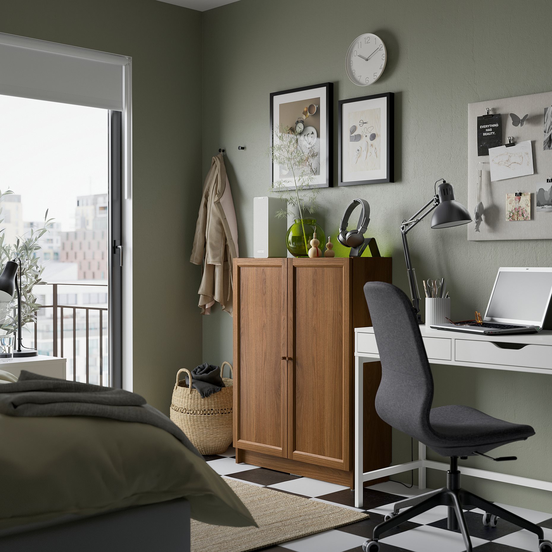 BILLY/OXBERG, bookcase with doors, 80x30x106 cm, 394.832.76