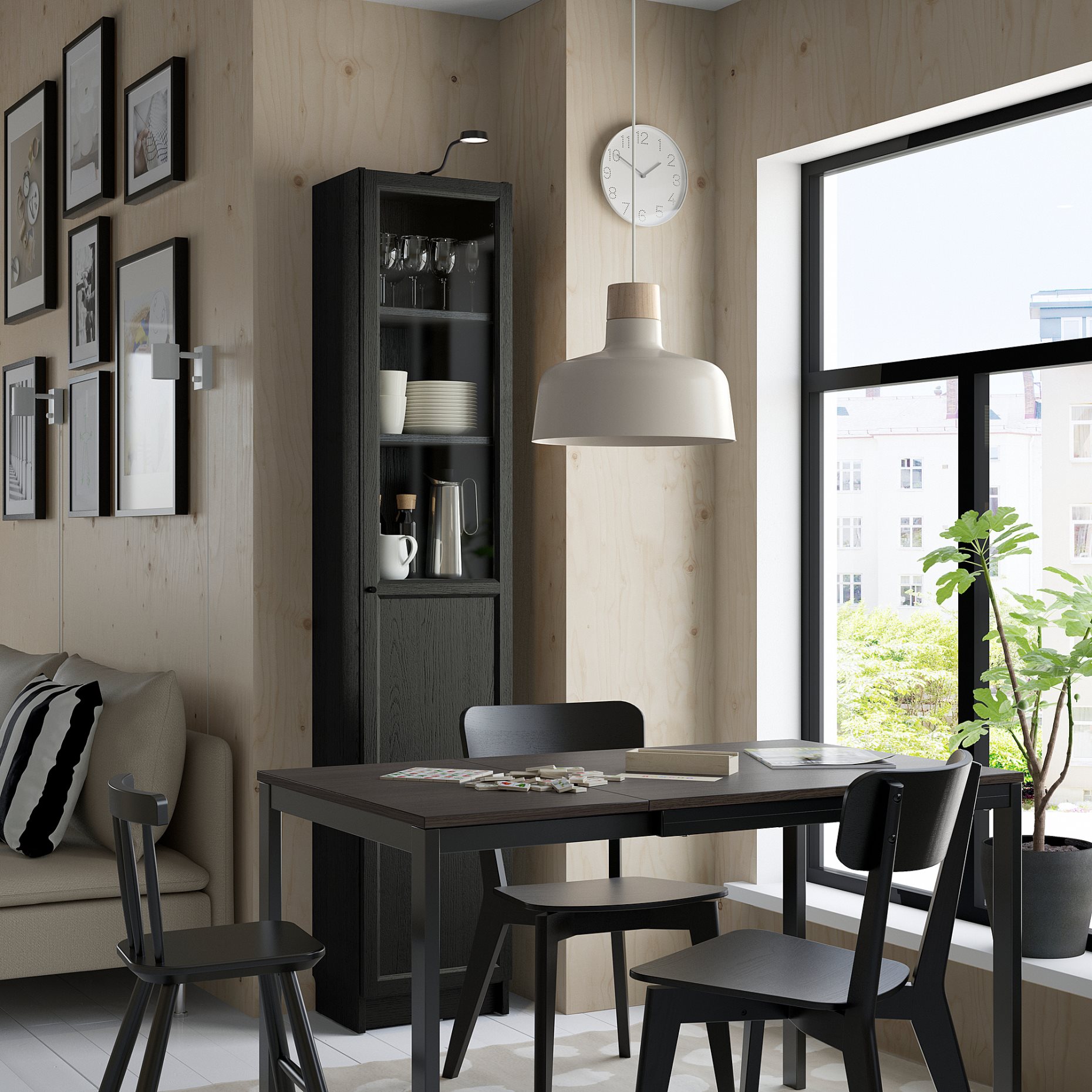 BILLY/OXBERG, bookcase with panel/glass door, 40x30x202 cm, 394.833.37