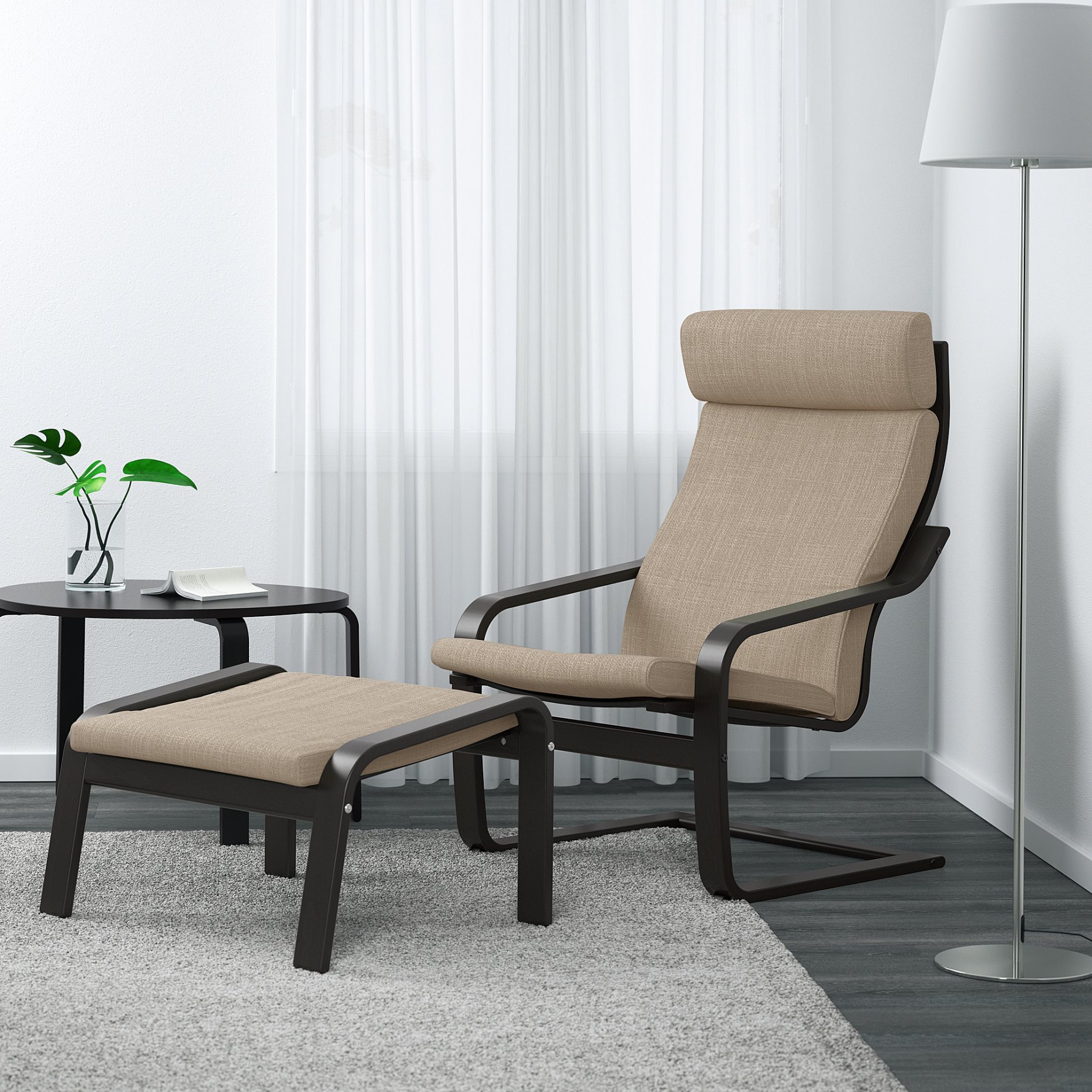 POÄNG, armchair and footstool, 394.842.66
