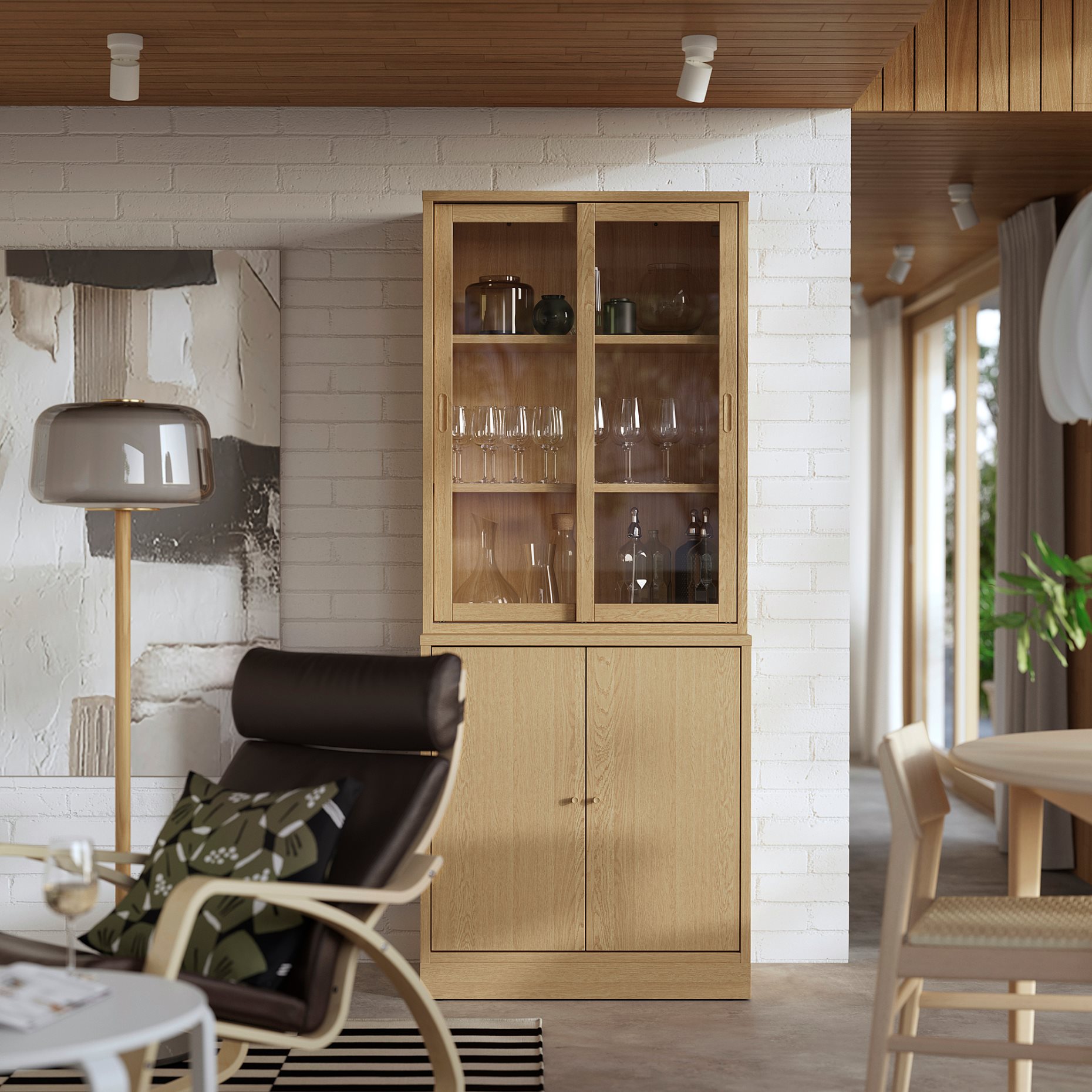 TONSTAD, storage combination with sliding glass doors, 82x201 cm, 395.150.55