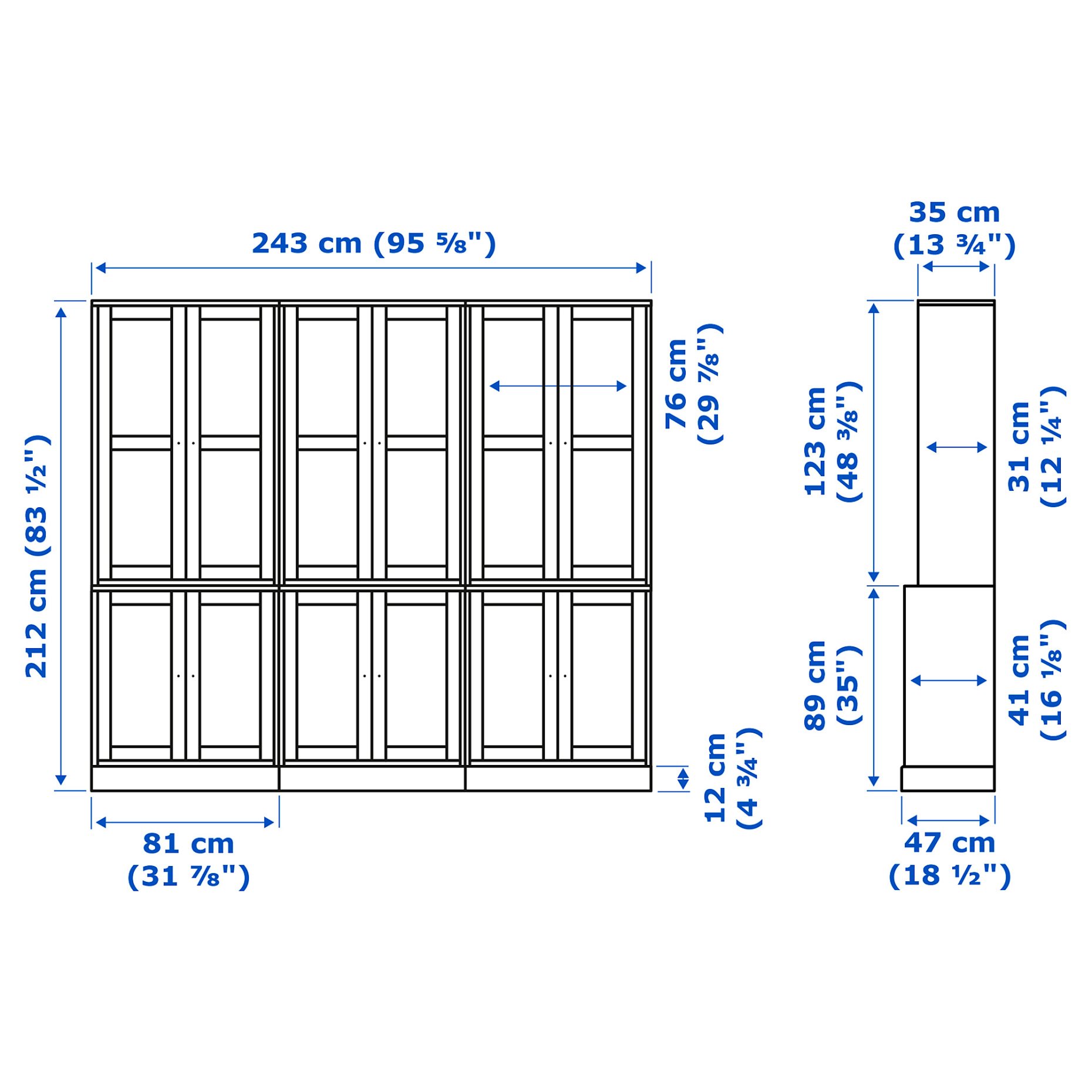HAVSTA, storage combination with glass-doors, 243x47x212 cm, 395.349.02