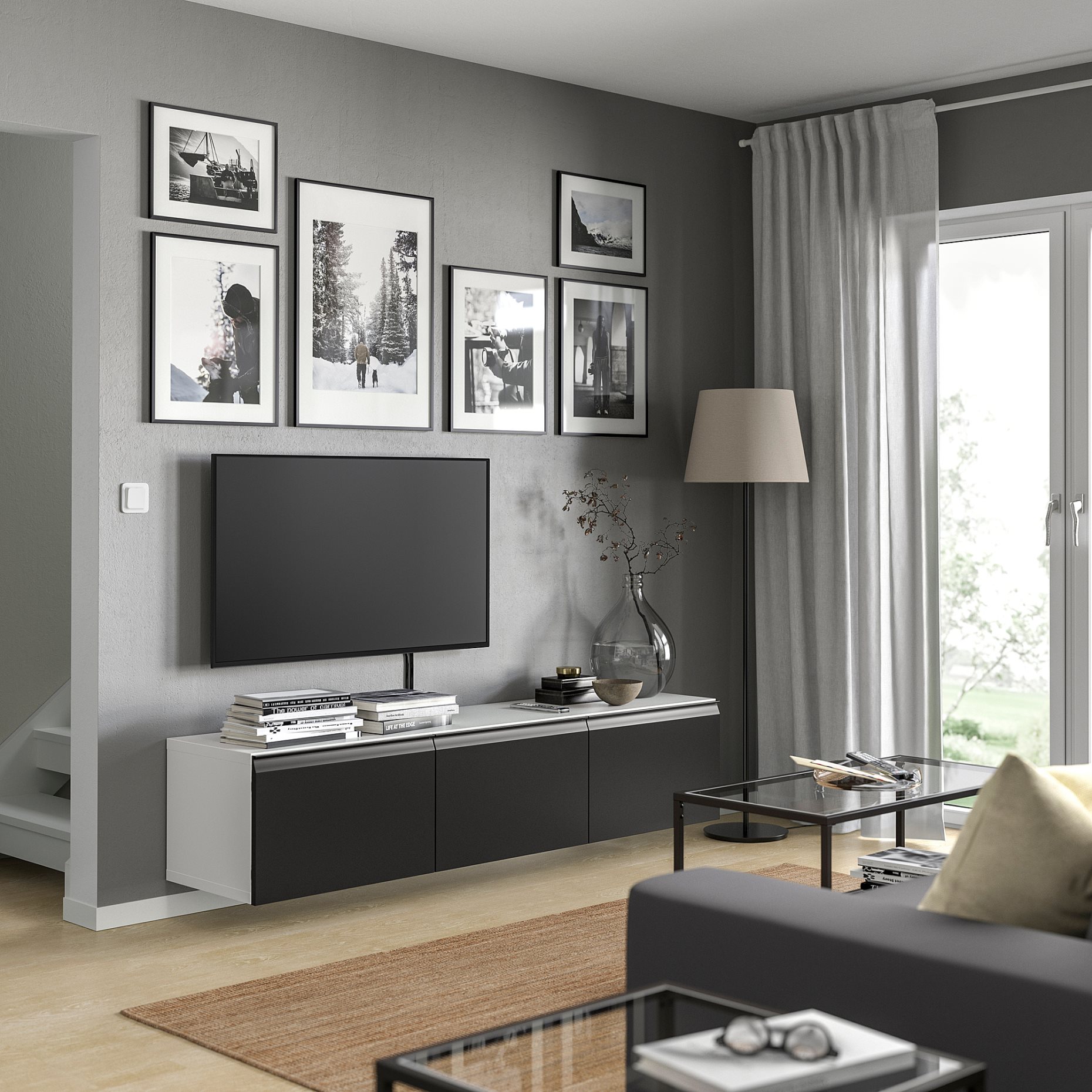 BESTÅ, TV bench with doors, 180x42x38 cm, 395.693.31