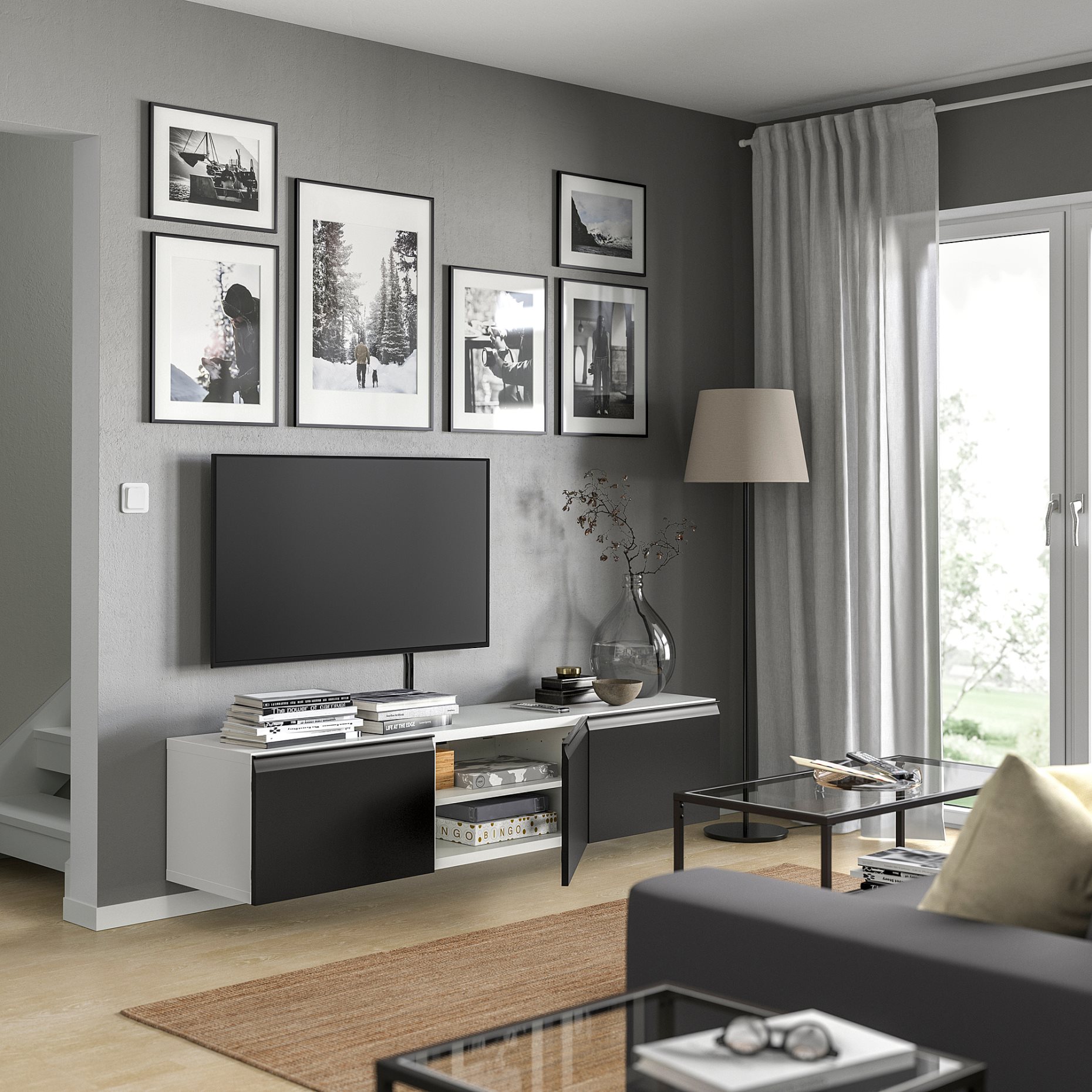 BESTÅ, TV bench with doors, 180x42x38 cm, 395.693.31