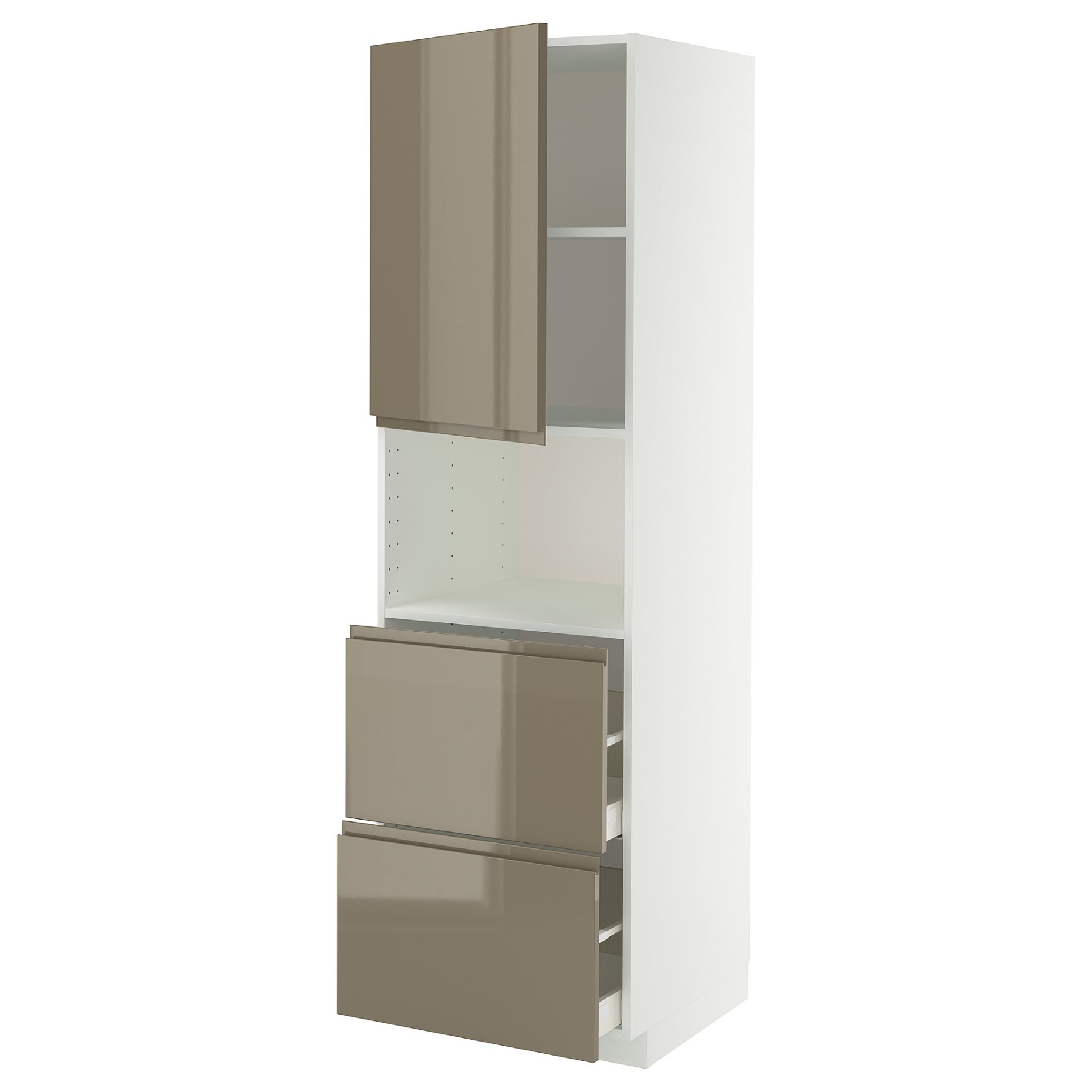 METOD, high cabinet for microwave with door/2 drawers, 60x60x200 cm, 395.766.14