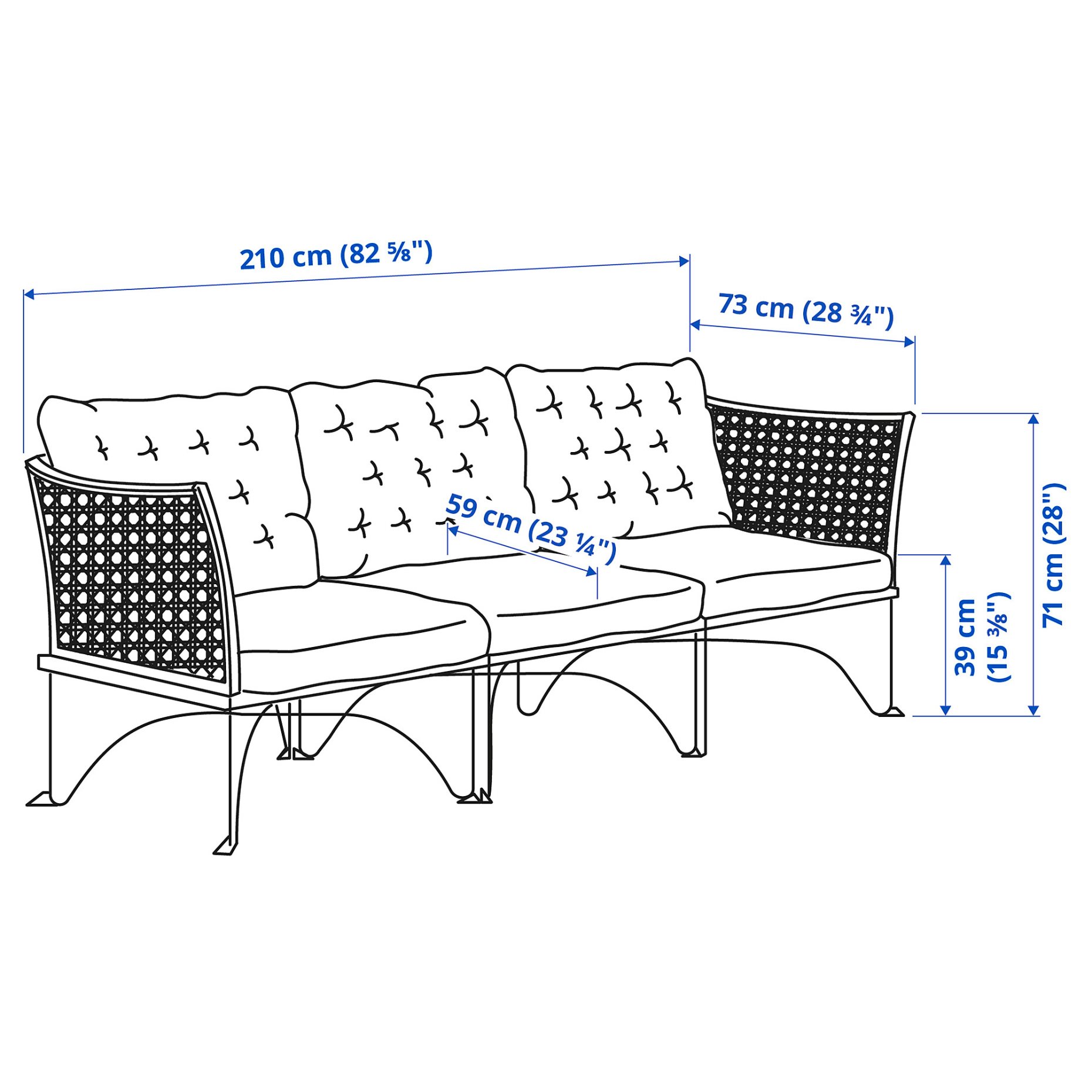 JUTHOLMEN, 3-seat modular sofa outdoor, 210x73 cm, 395.782.36