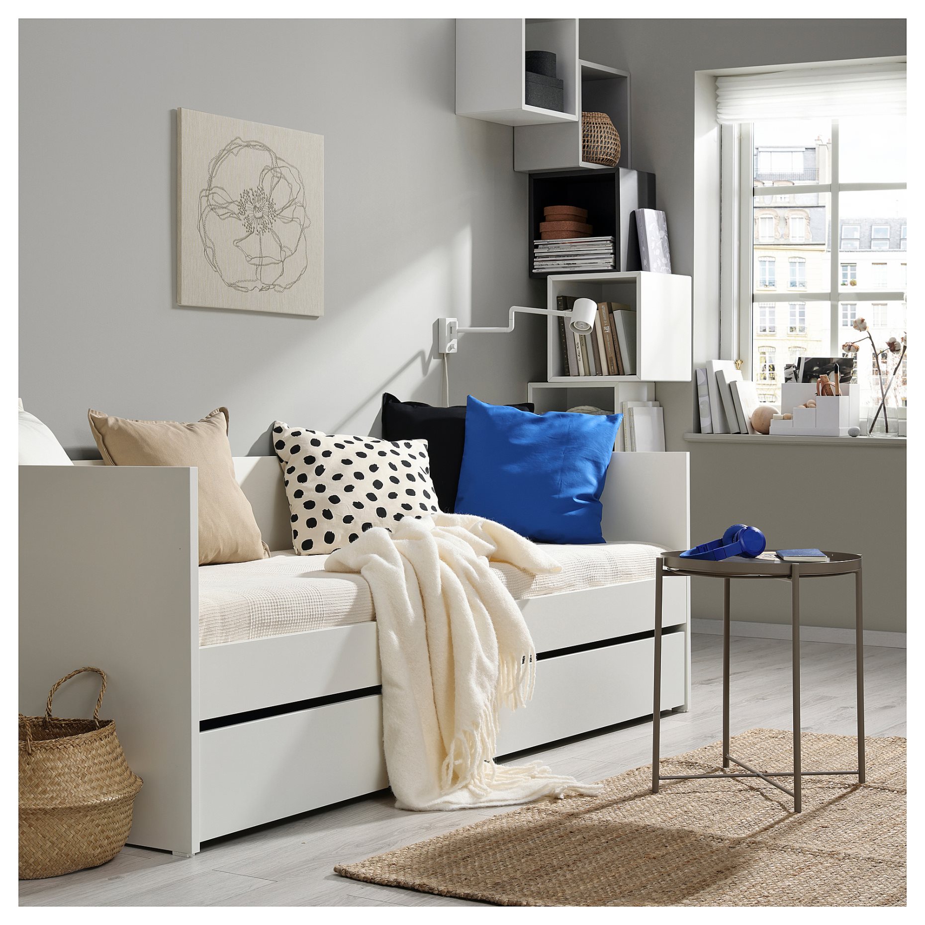 VIHALS, κρεβάτι επισκέπτη day-bed με συρταρωτό κρεβάτι/2 στρώματα, 80x200 cm, 395.806.30