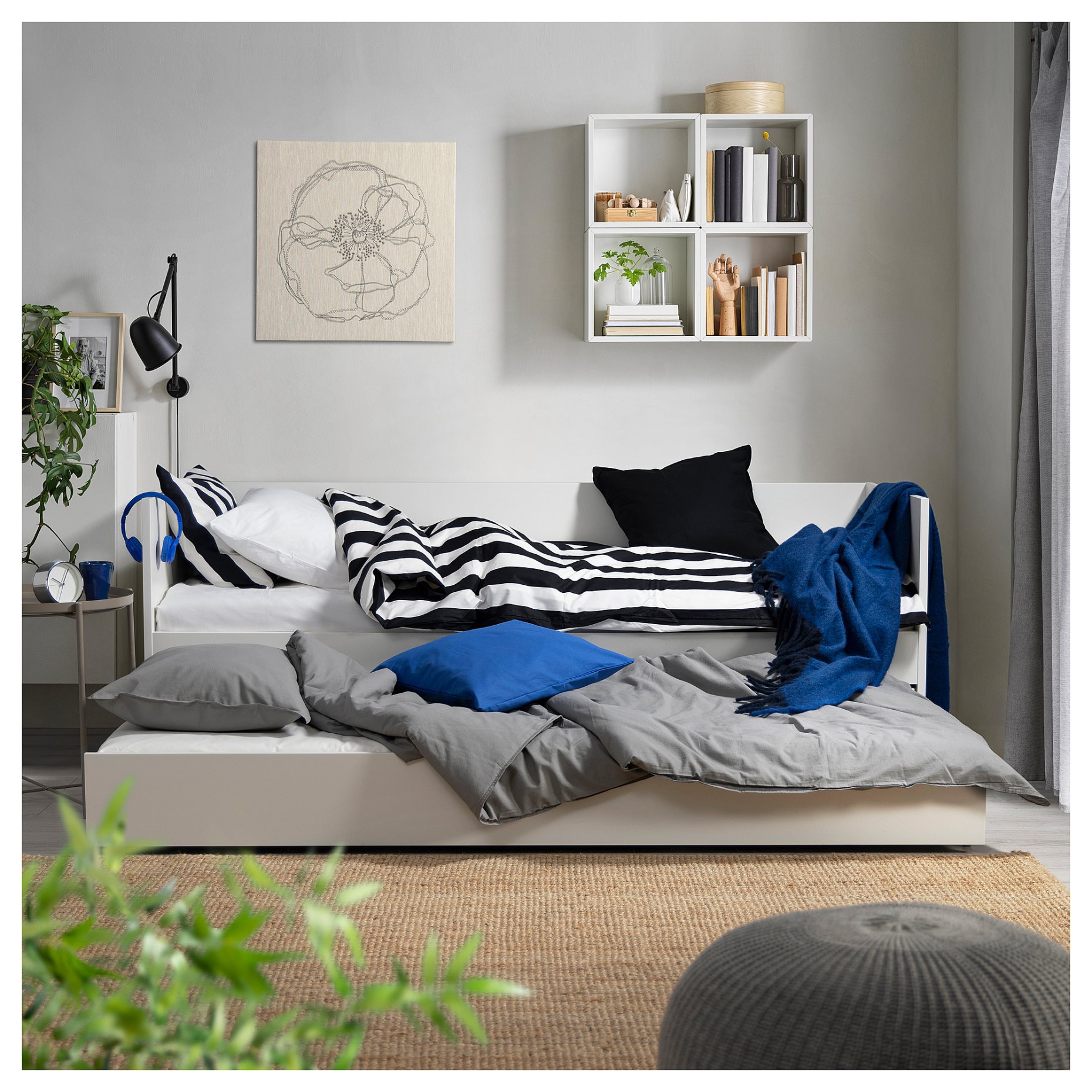 VIHALS, κρεβάτι επισκέπτη day-bed με συρταρωτό κρεβάτι/2 στρώματα, 80x200 cm, 395.806.30