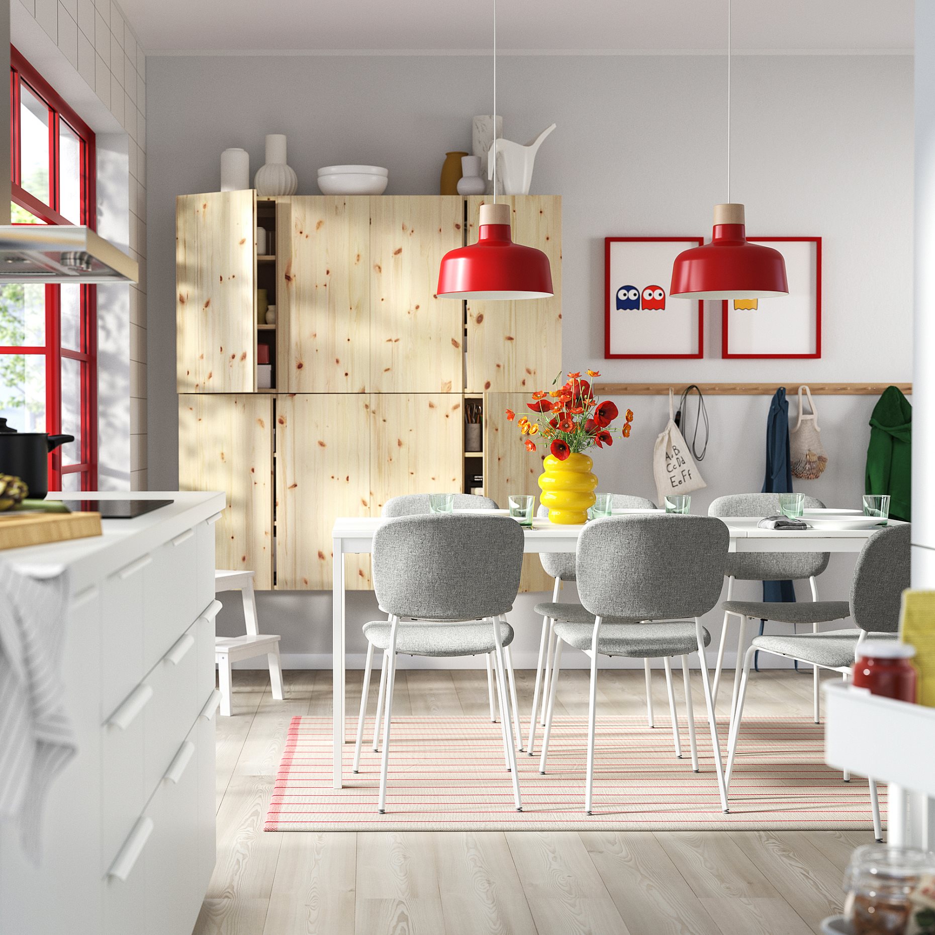 VIHALS, table and 6 chairs, 120/180x74 cm, 395.899.61