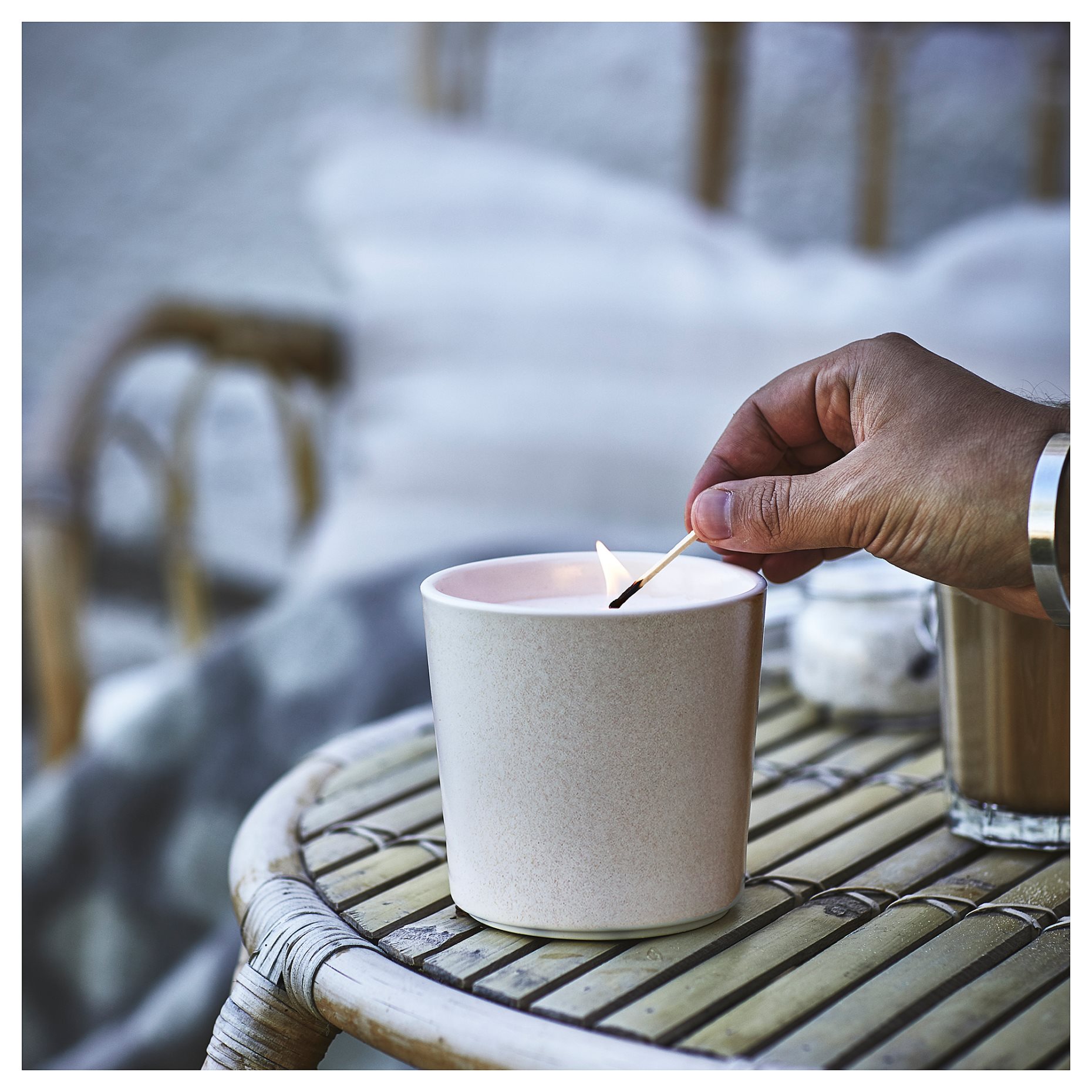 JÄMLIK, scented candle in ceramic jar/Vanilla, 50 hr, 405.021.94