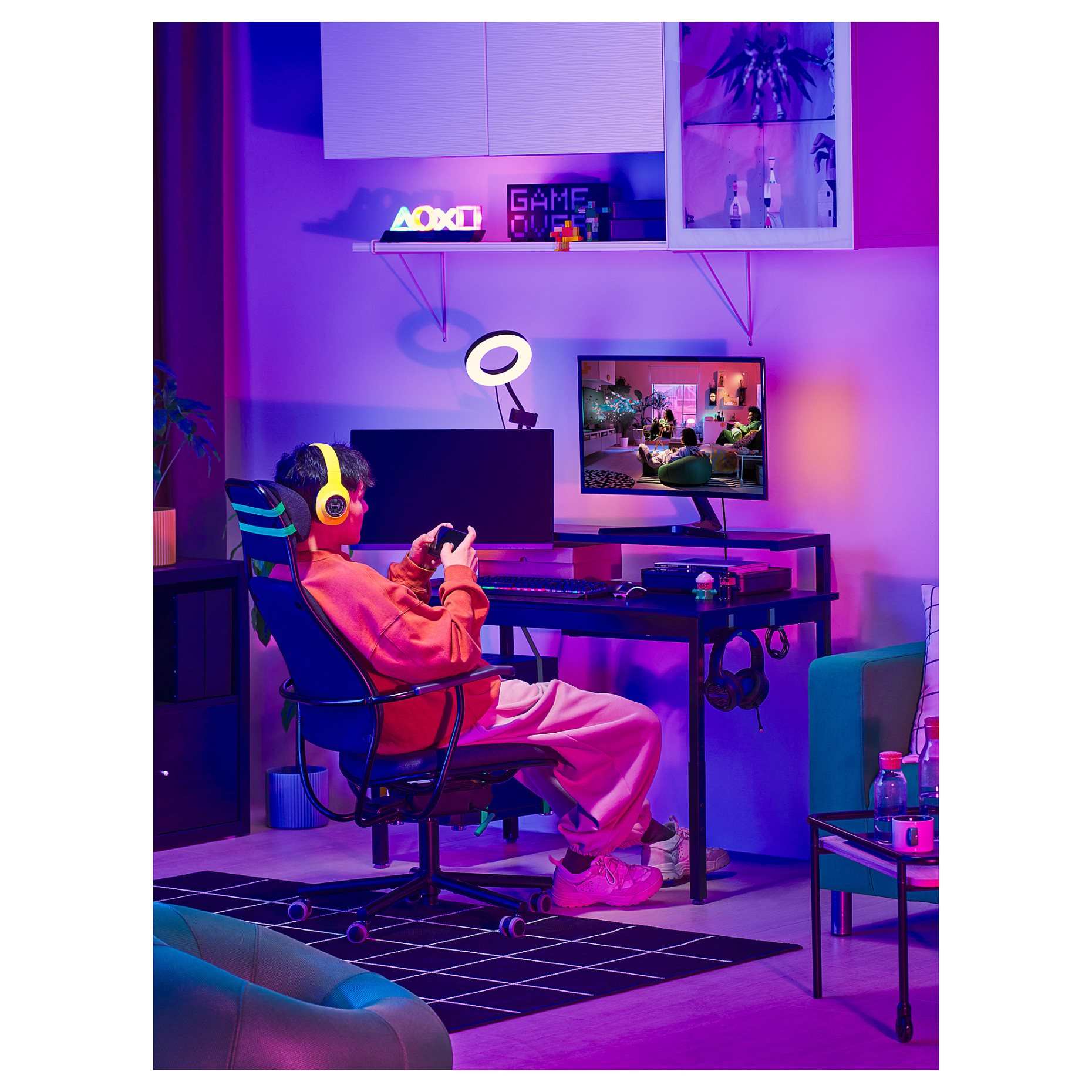 UTVISNING, gaming desk with shelf, 120x60 cm, 405.864.00