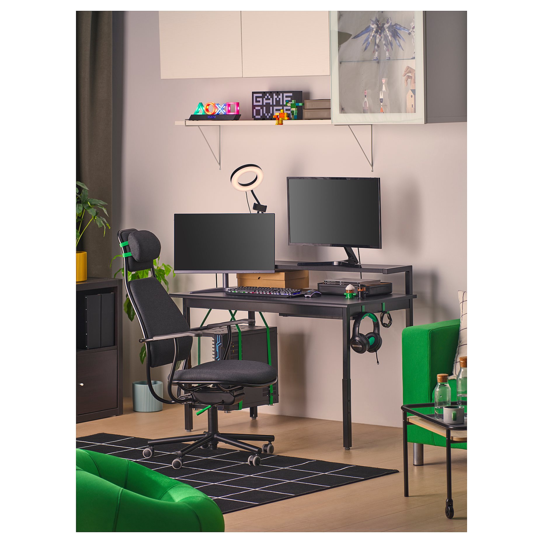 UTVISNING, gaming desk with shelf, 120x60 cm, 405.864.00