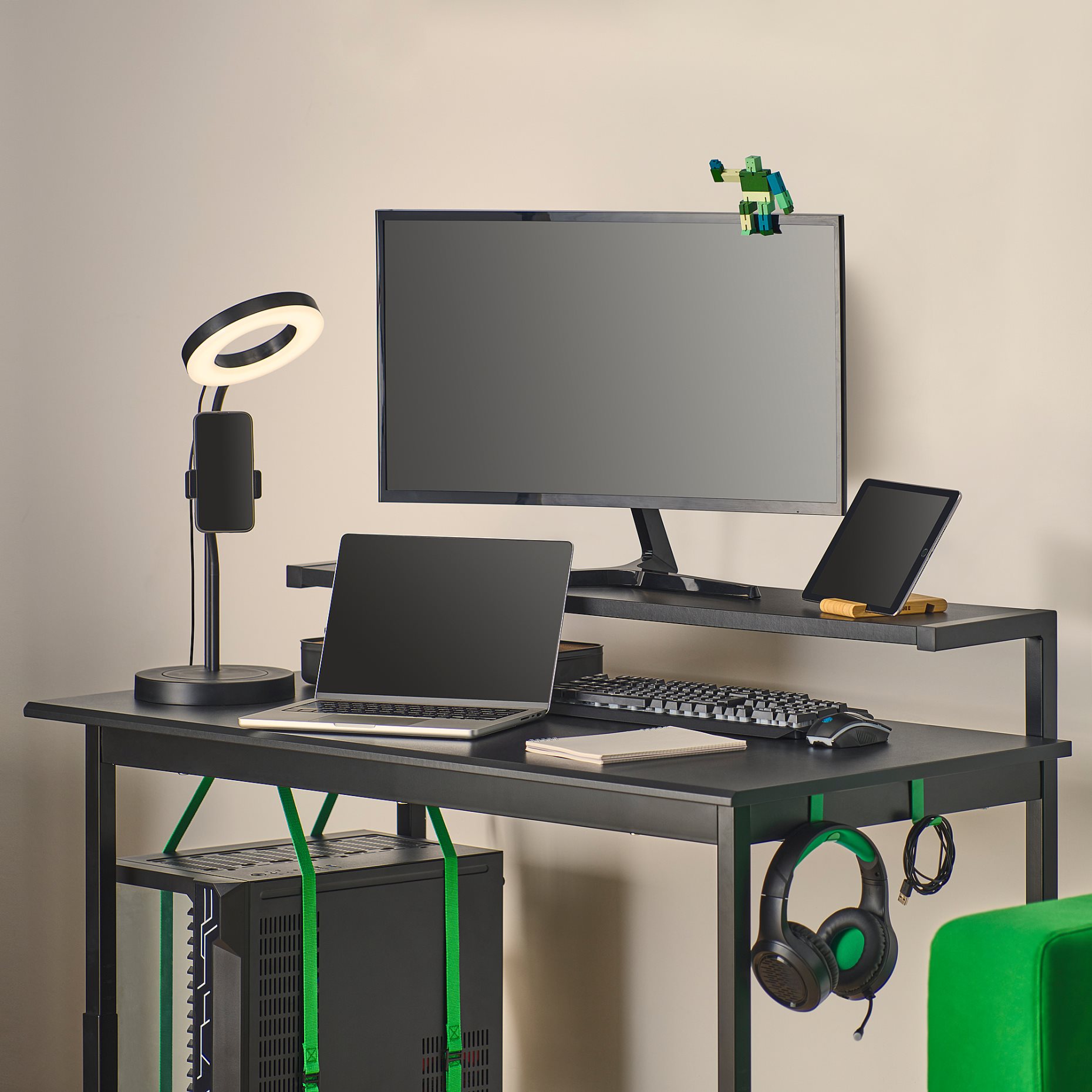 UTVISNING, gaming desk with shelf, 120x60 cm, 405.864.00
