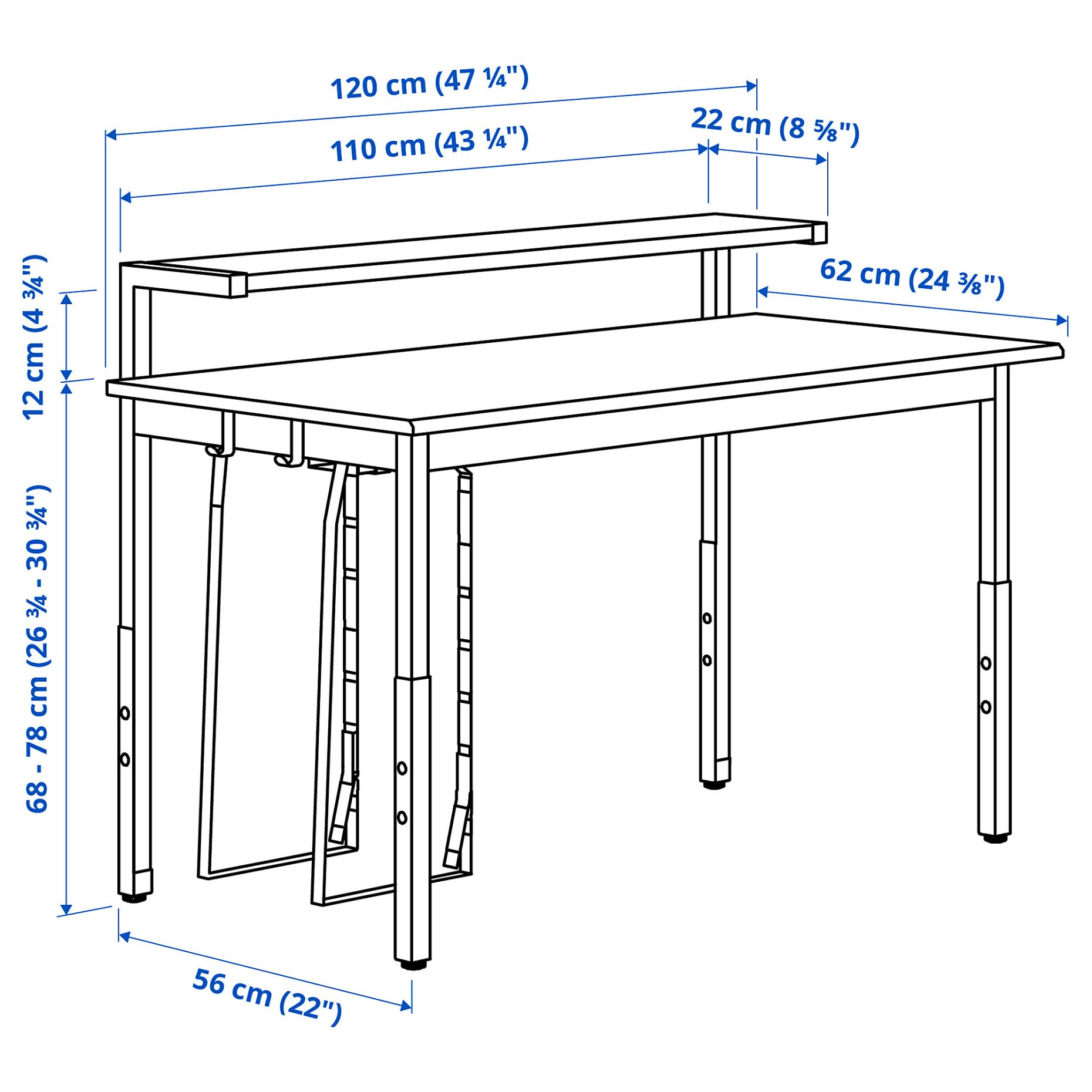 UTVISNING, gaming desk with shelf, 120x60 cm, 405.864.00