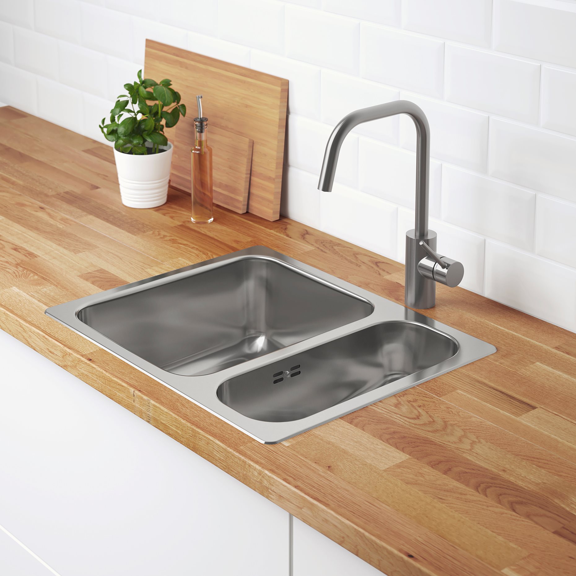 HILLESJÖN, inset sink 1 1/2 bowl, 58x46 cm, 491.406.31