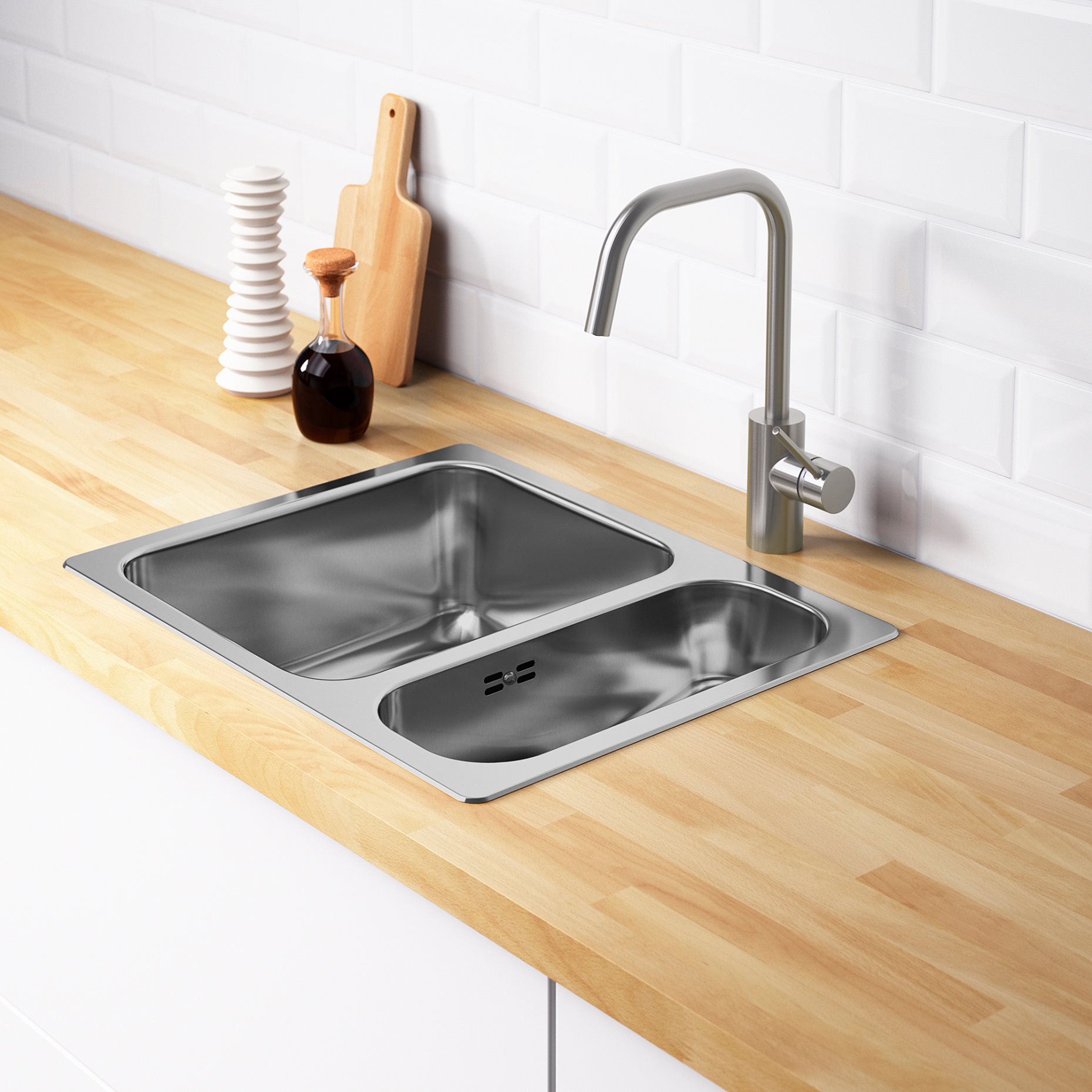 HILLESJÖN, inset sink 1 1/2 bowl, 58x46 cm, 491.406.31