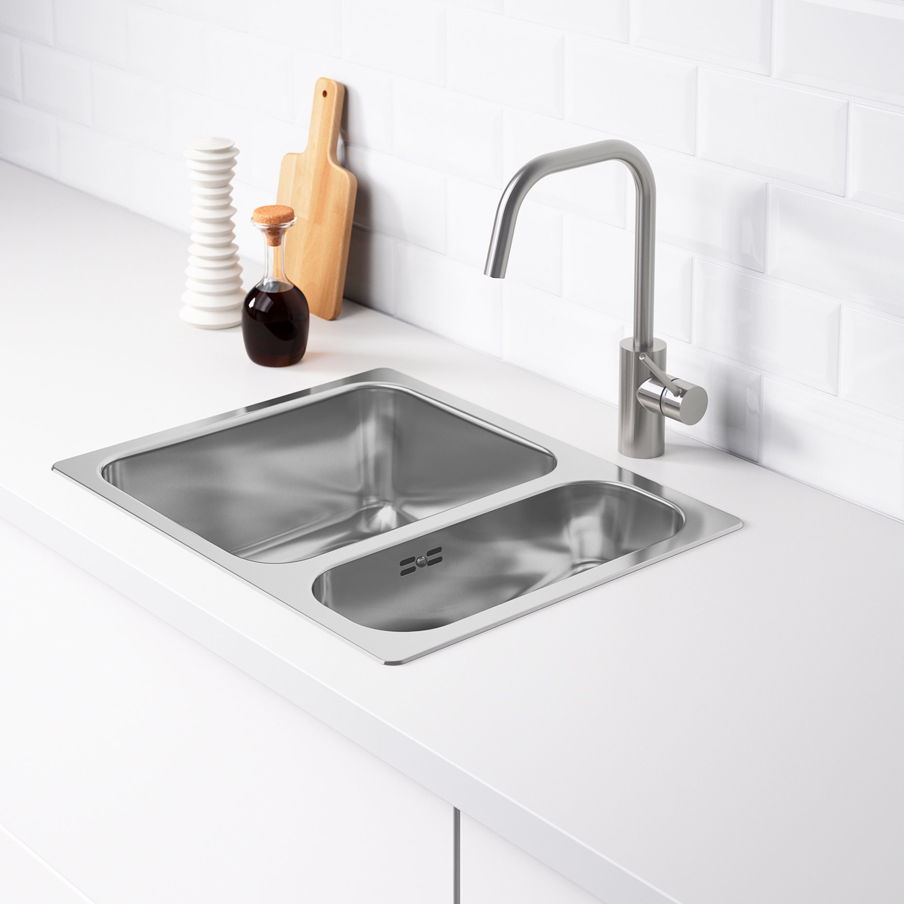 HILLESJÖN, inset sink 1 1/2 bowl, 58x46 cm, 491.406.31