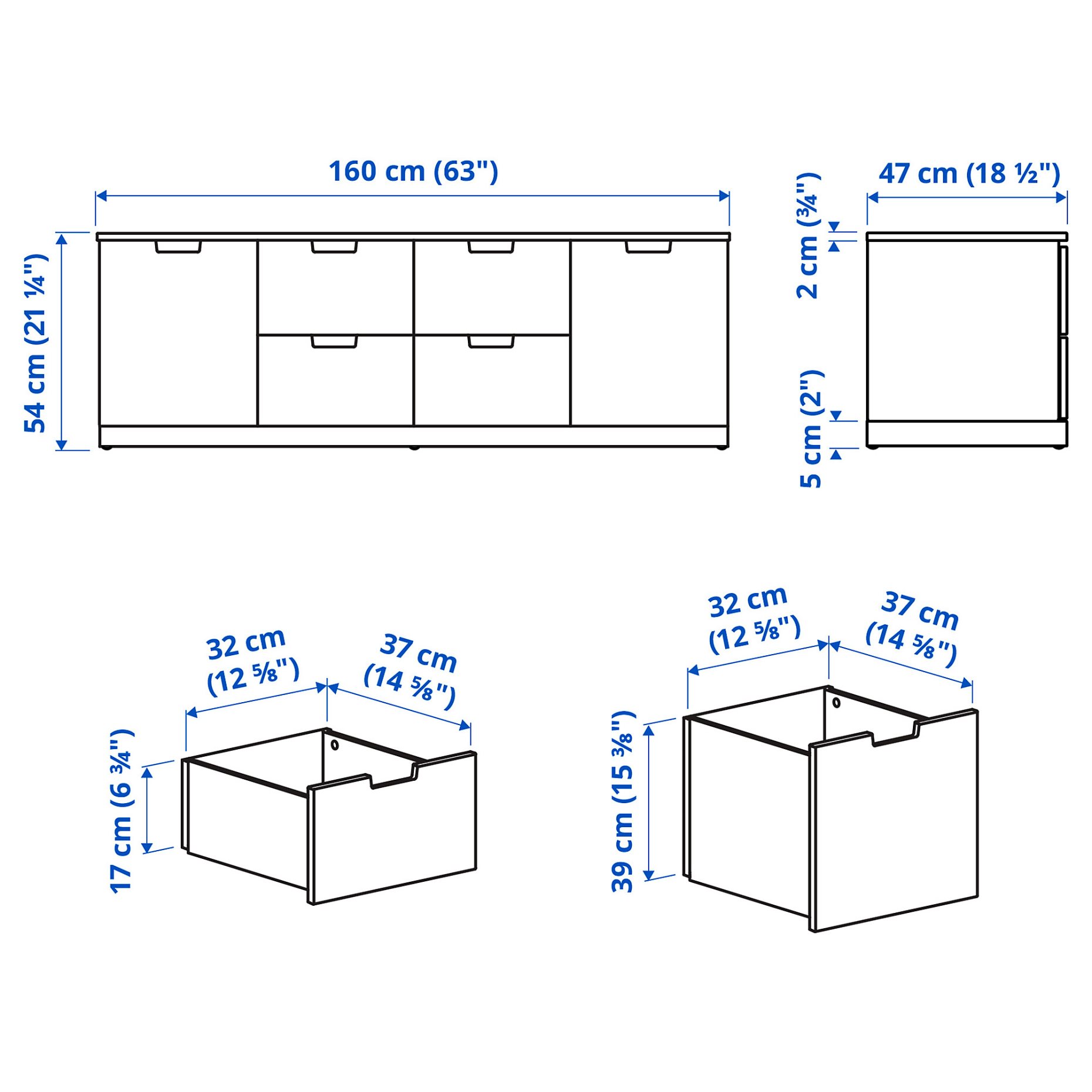 NORDLI, chest of 6 drawers, 160X54 cm, 492.766.29