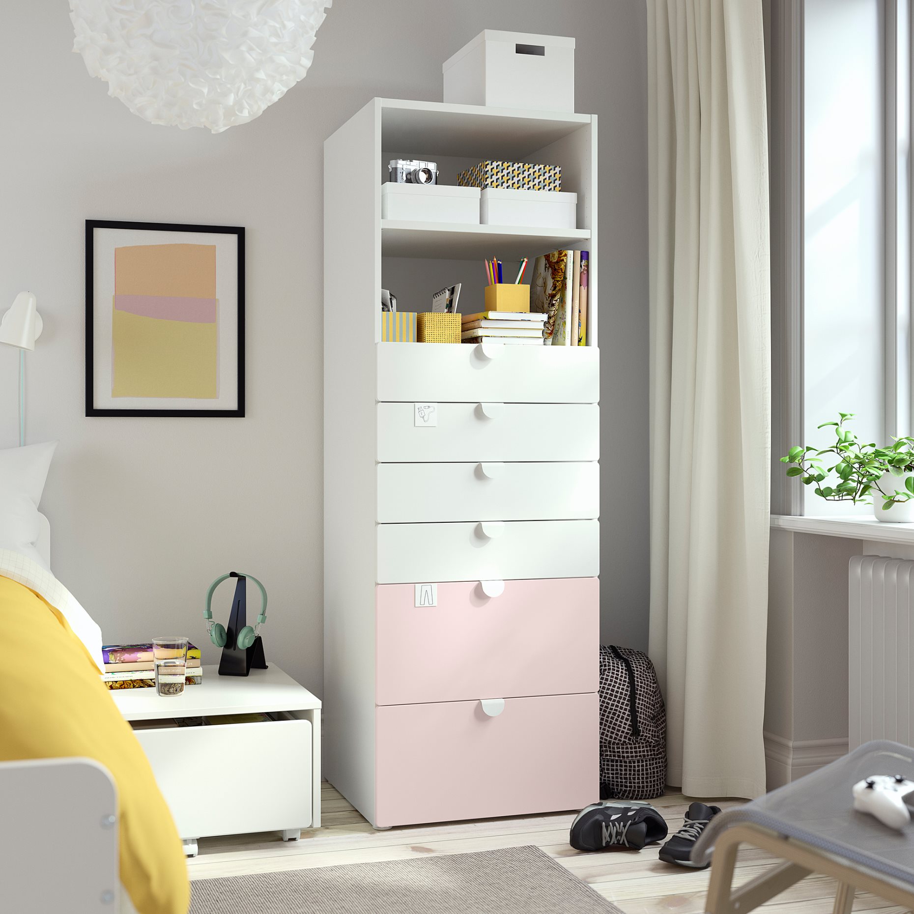 SMASTAD/PLATSA, bookcase with 6 drawers, 60x57x181 cm, 493.880.71