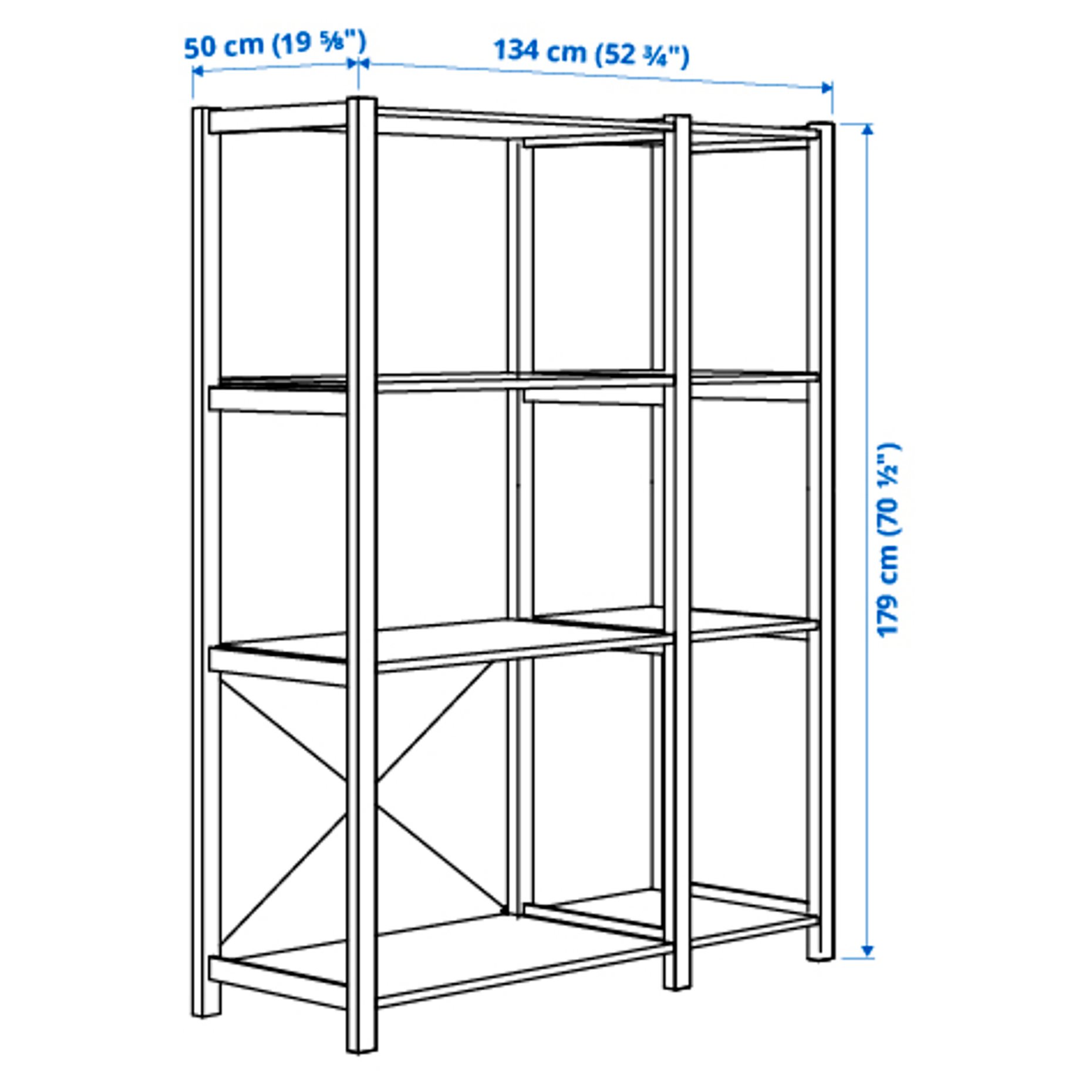 IVAR, 2 sections/shelves, 134x50x179 cm, 494.070.55
